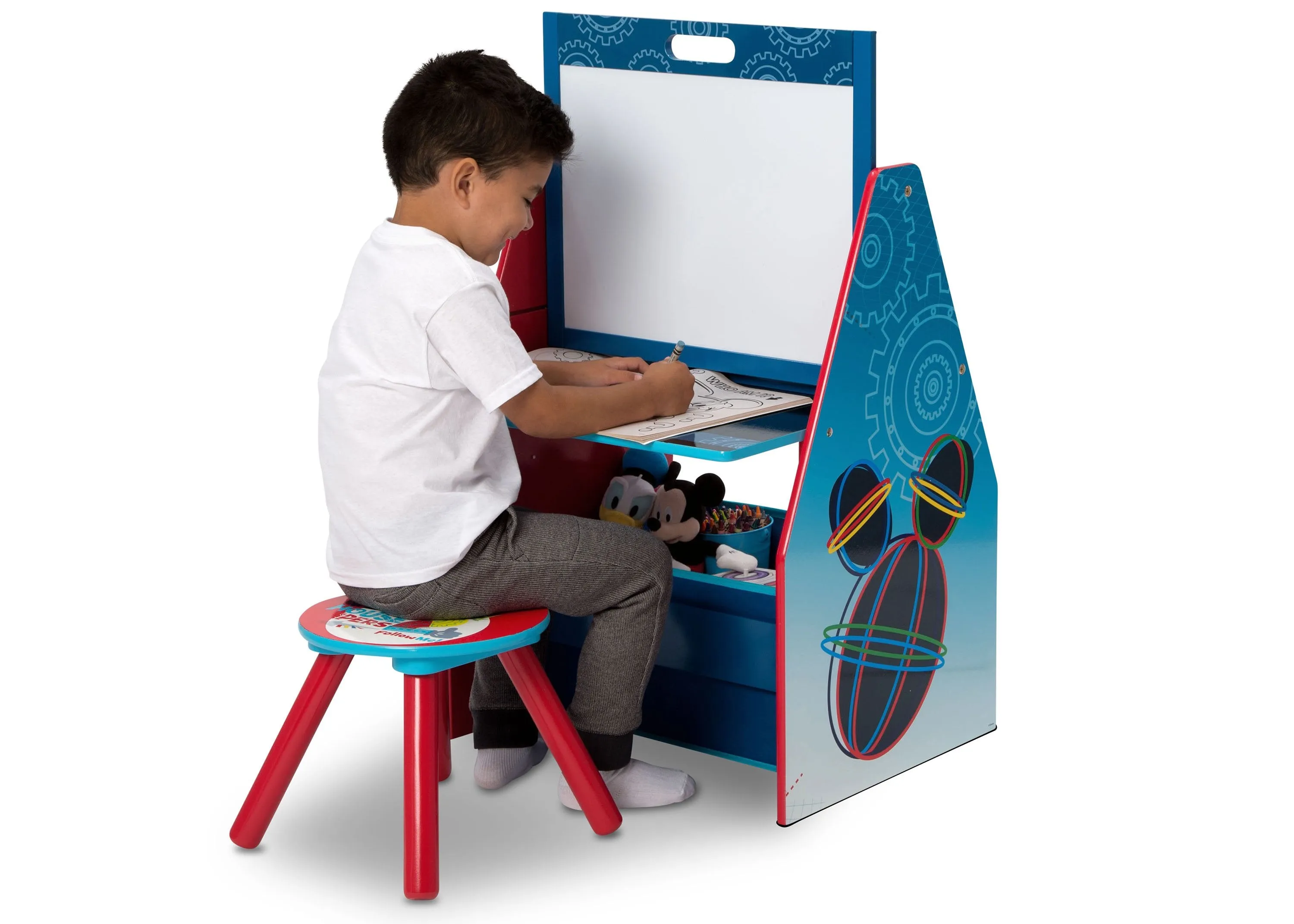 Mickey Mouse Activity Center - Easel Desk with Stool & Toy Organizer Babykids_Delta Children_Toy Storage & Bookshelves