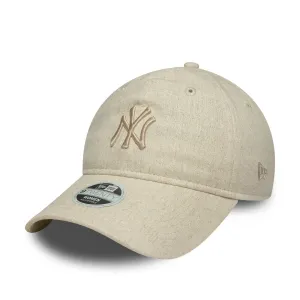 New Era 9twenty Caps New York Yankees Womens MLB Linen Cream 9TWENTY Adjustable Cap