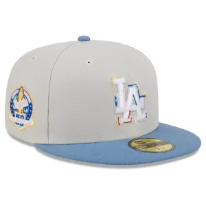 New Era Caps NEW ERA 59FIFTY MLB LOS ANGELES DODGERS COLOR BRUSH 60TH ANNIVERSARY TWO TONE / GREY UV FITTED CAP