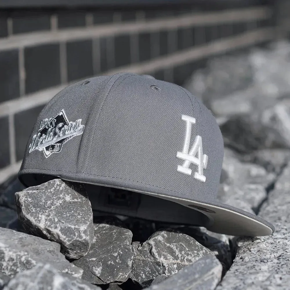 New Era Caps NEW ERA 59FIFTY MLB LOS ANGELES DODGERS WORLD SERIES 1988 GREY / CHROME WHITE UV FITTED CAP