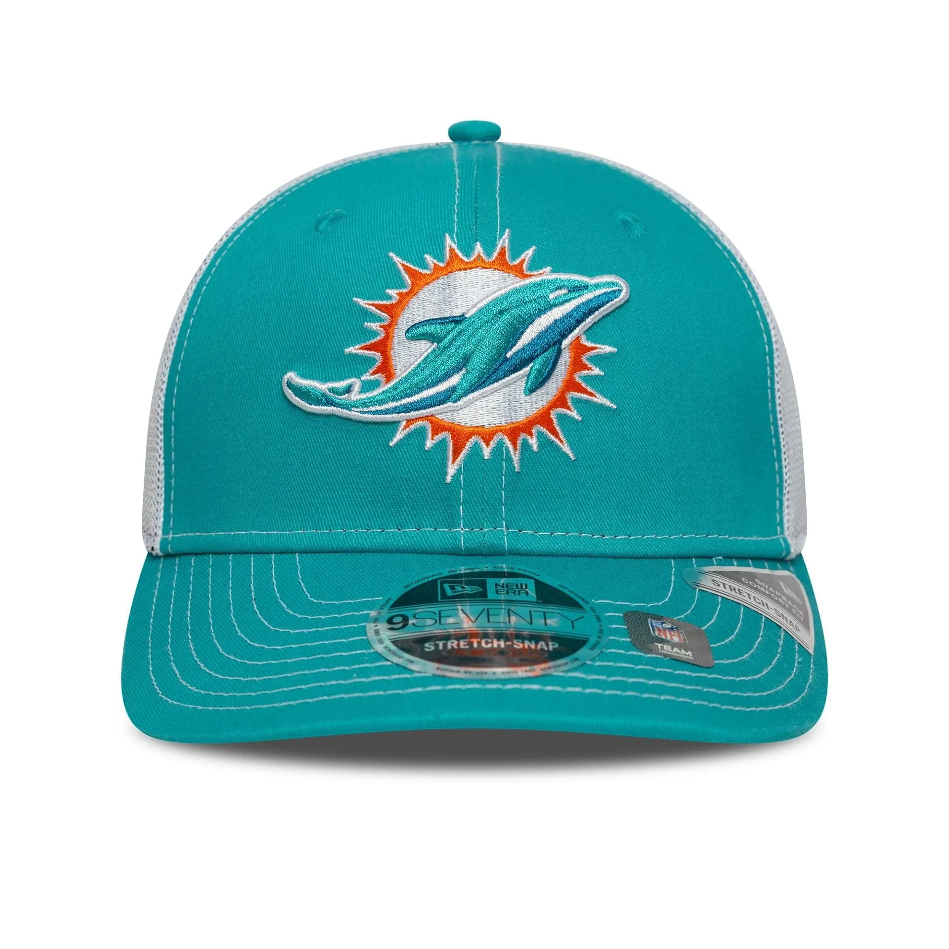 New Era Curved Caps Miami Dolphins NFL Turquoise 9SEVENTY Stretch Snap Adjustable Cap