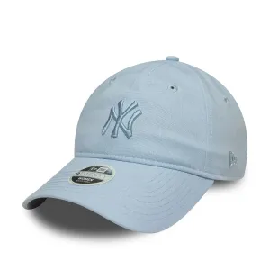 New Era Curved Caps New York Yankees Womens MLB Linen Pastel Blue 9TWENTY Adjustable Cap