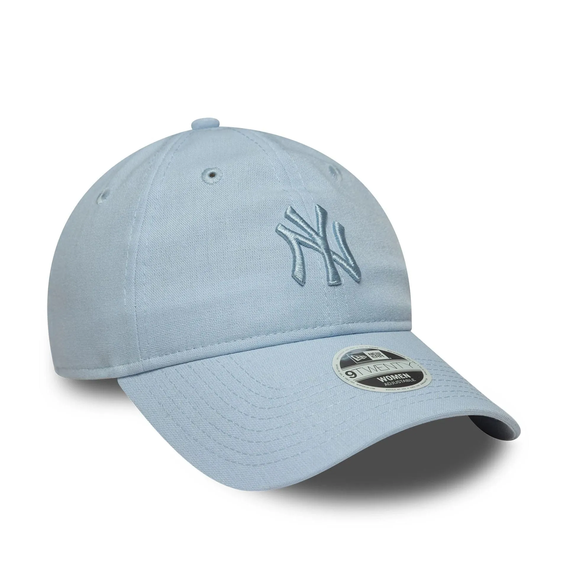 New Era Curved Caps New York Yankees Womens MLB Linen Pastel Blue 9TWENTY Adjustable Cap