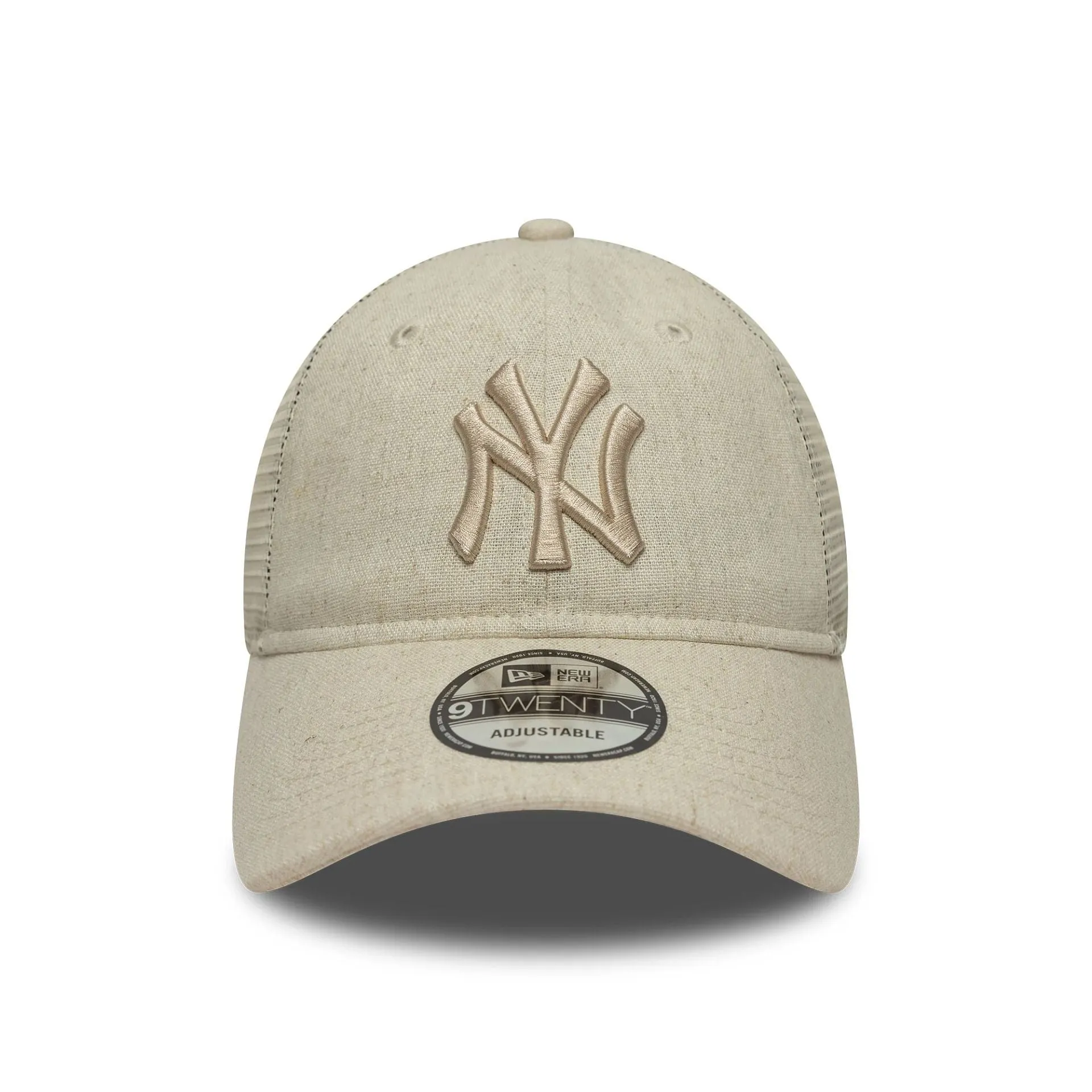 New Era Trucker Caps New York Yankees MLB Linen Cream 9TWENTY Trucker Adjustable Cap