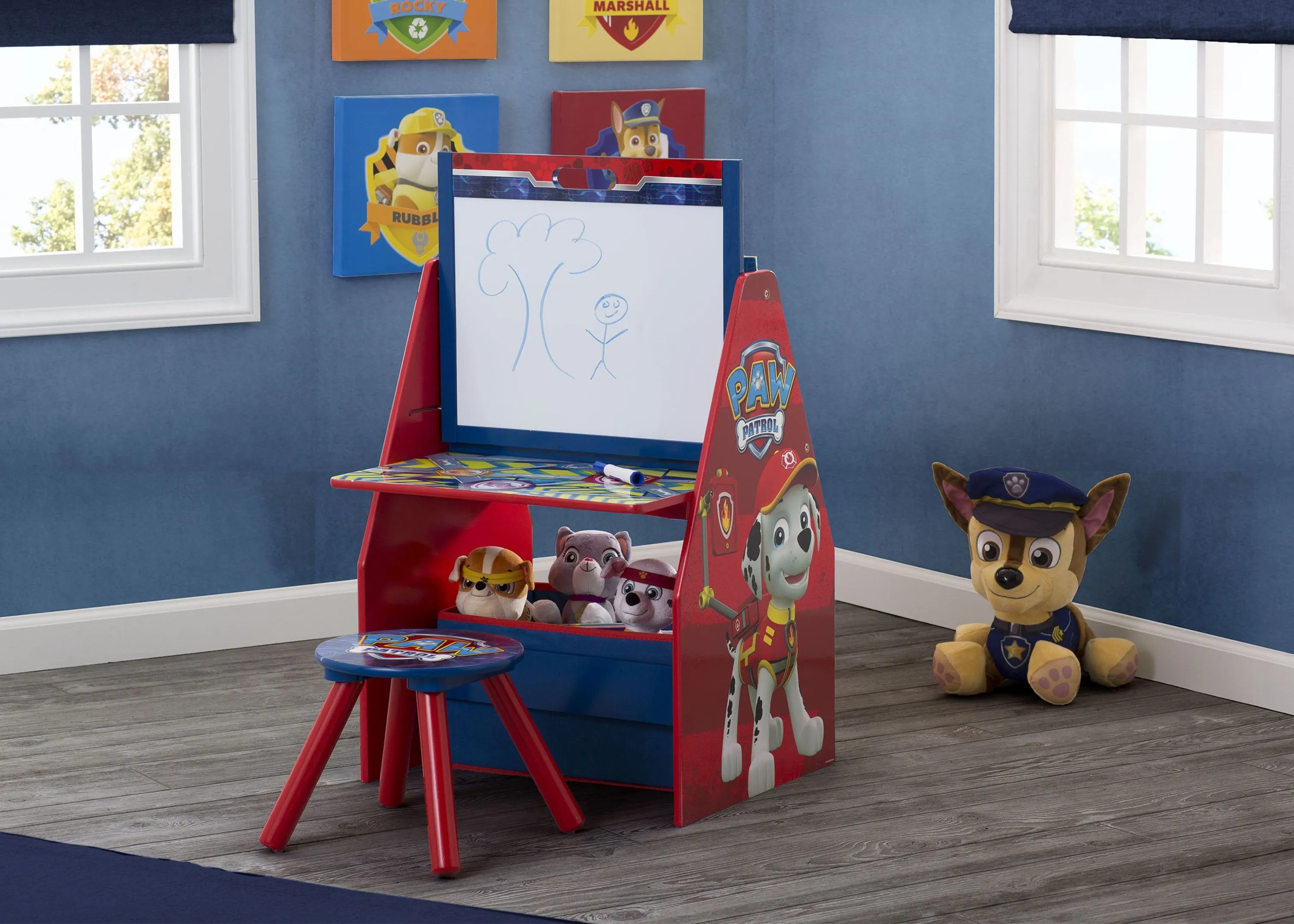 PAW Patrol Deluxe Kids Art Table - Easel, Desk, Stool, Toy Organizer Babykids_Delta Children_Toy Storage & Bookshelves
