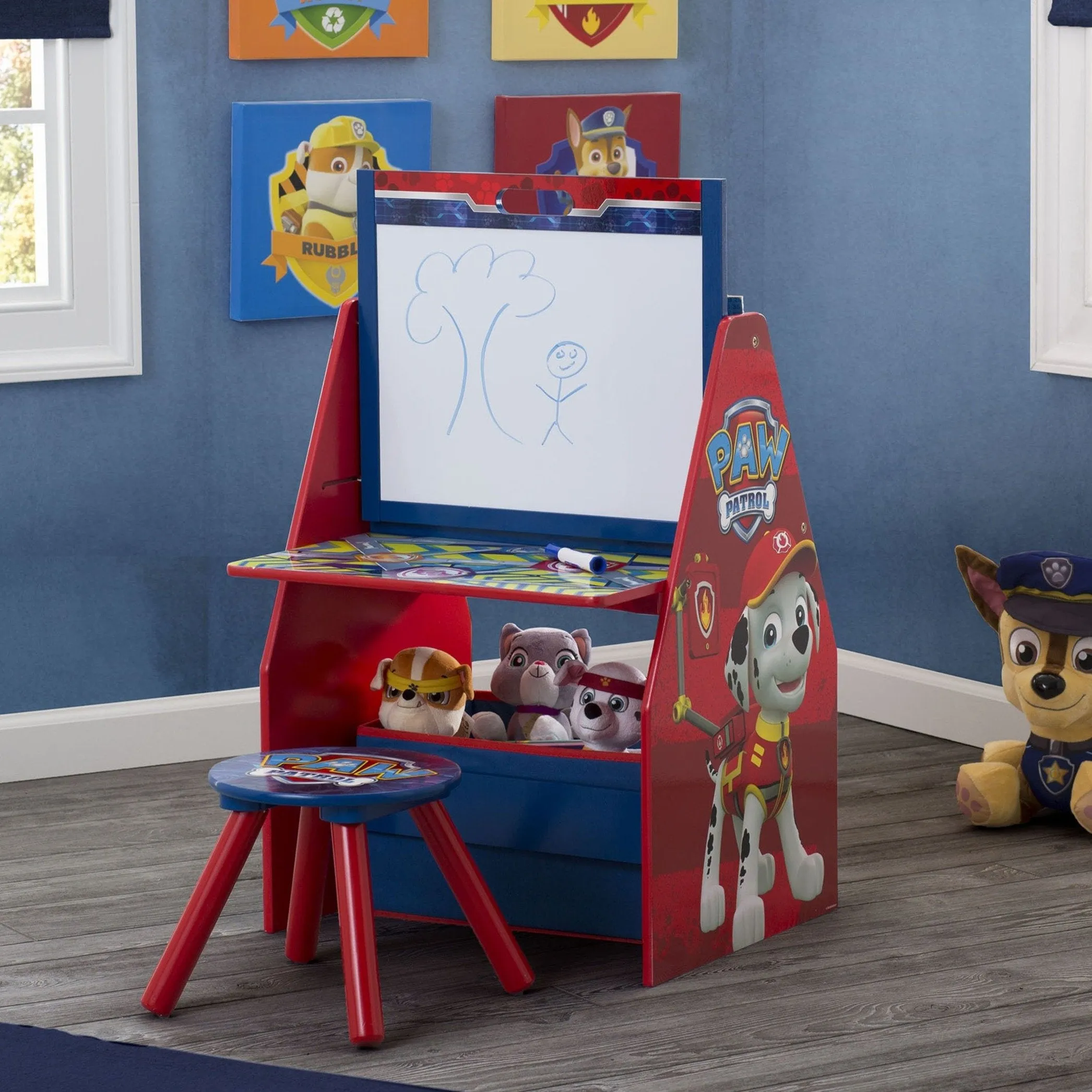 PAW Patrol Deluxe Kids Art Table - Easel, Desk, Stool, Toy Organizer Babykids_Delta Children_Toy Storage & Bookshelves