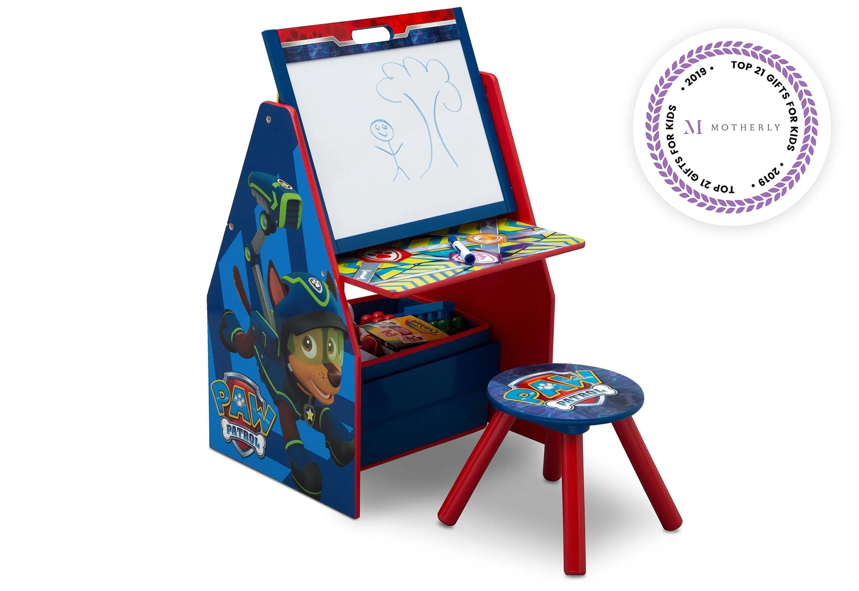 PAW Patrol Deluxe Kids Art Table - Easel, Desk, Stool, Toy Organizer Babykids_Delta Children_Toy Storage & Bookshelves