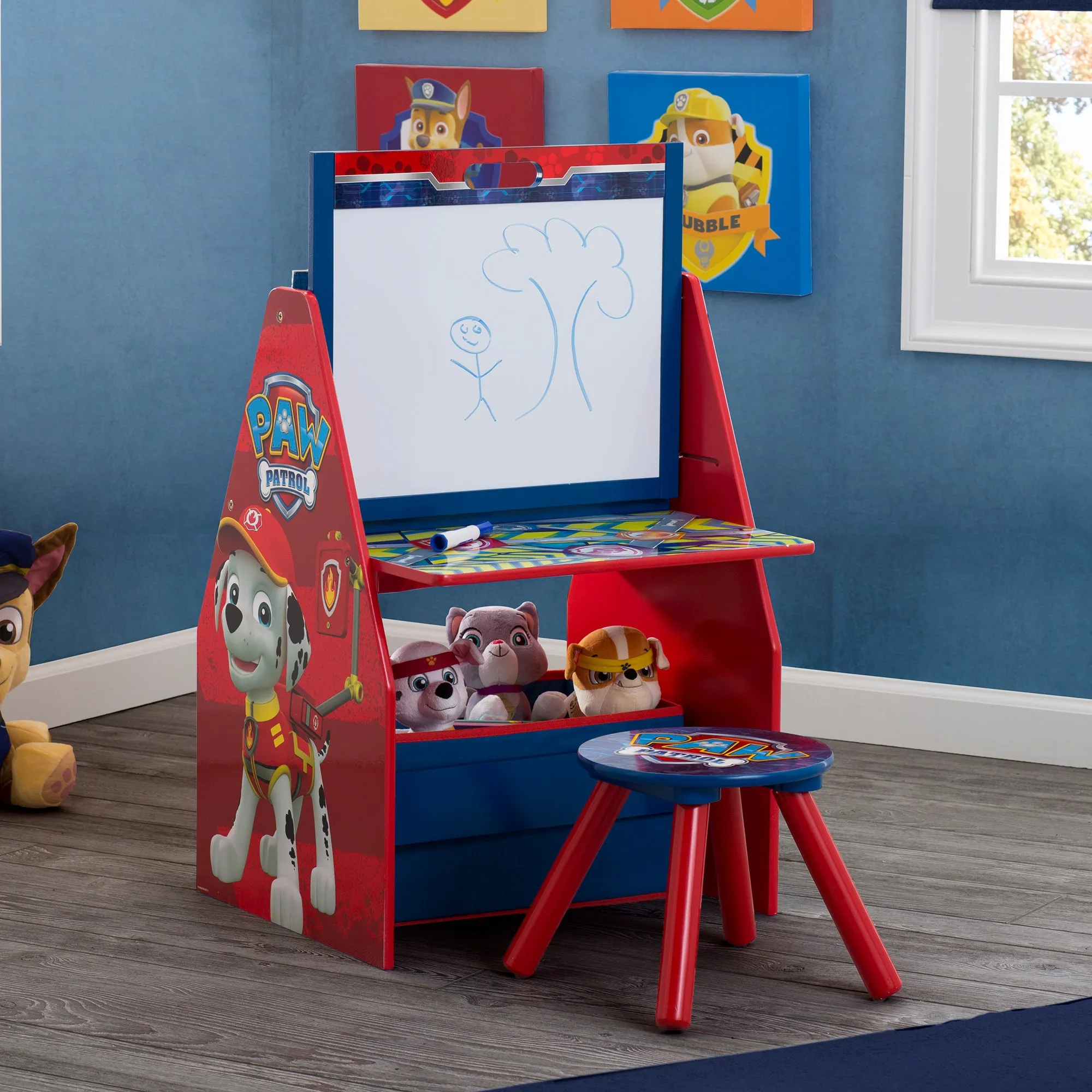 PAW Patrol Deluxe Kids Art Table - Easel, Desk, Stool, Toy Organizer Babykids_Delta Children_Toy Storage & Bookshelves