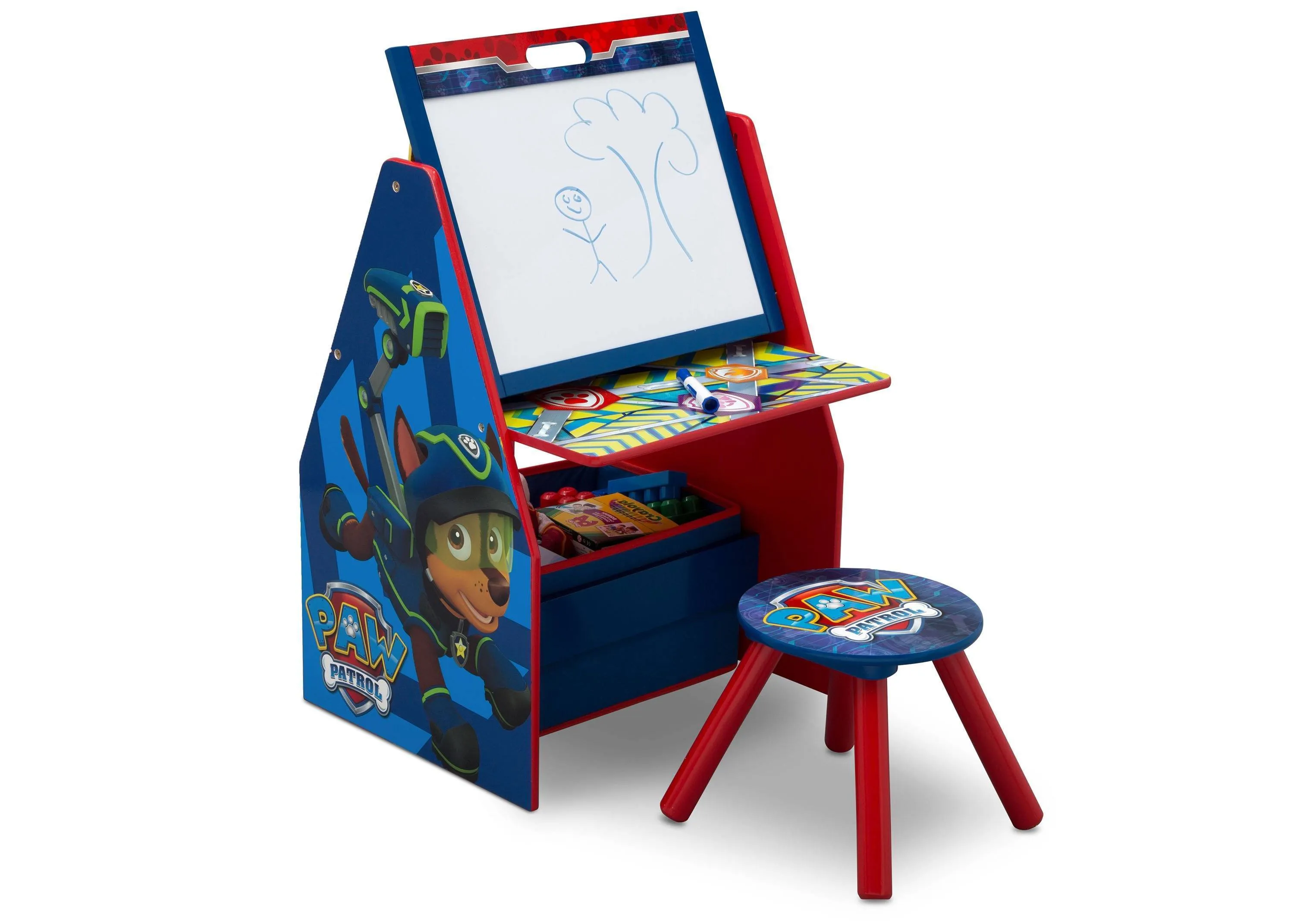 PAW Patrol Deluxe Kids Art Table - Easel, Desk, Stool, Toy Organizer Babykids_Delta Children_Toy Storage & Bookshelves