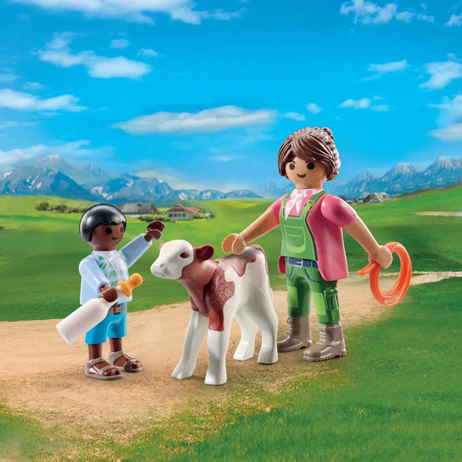 Playmobil Farmer With Calf
