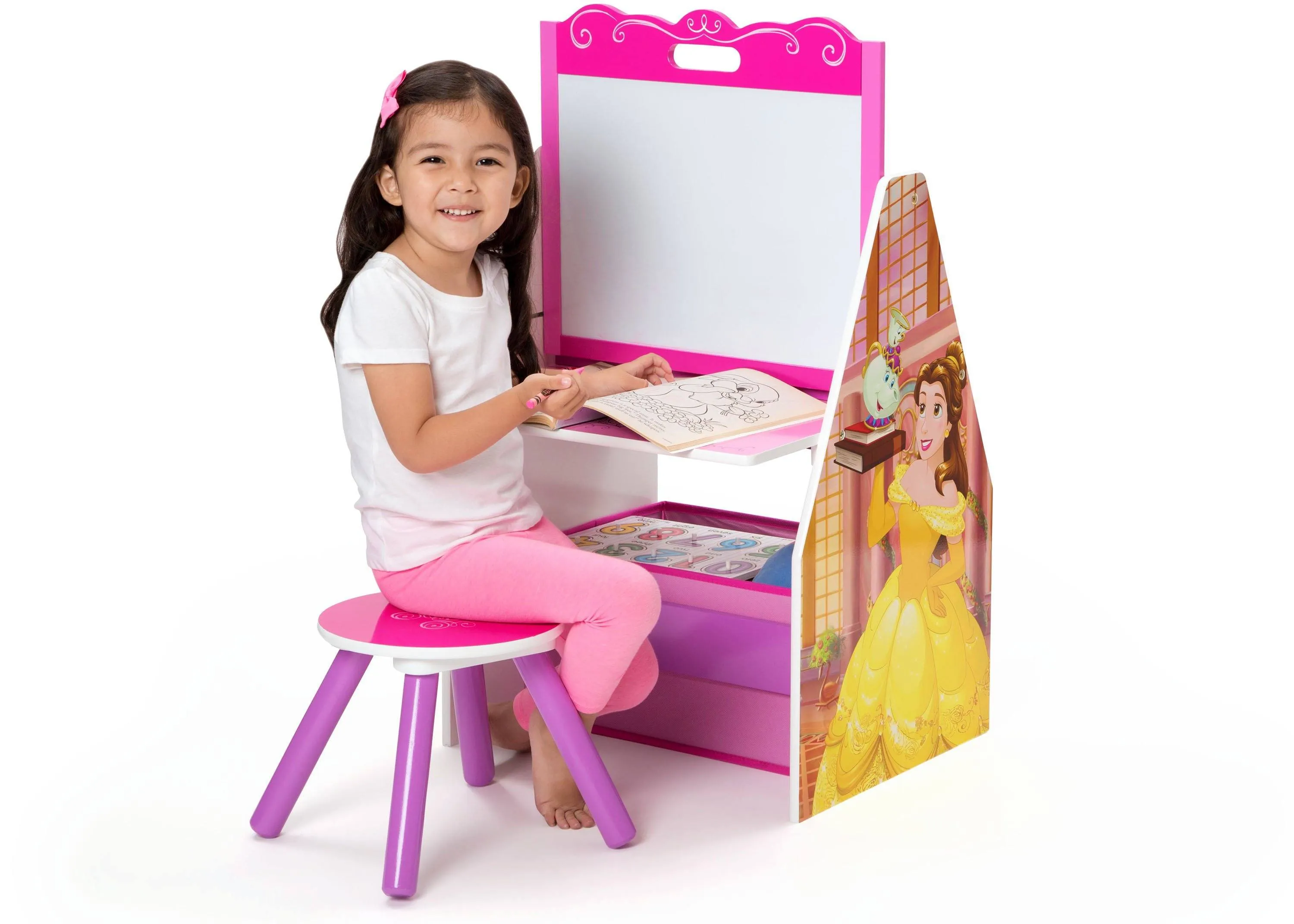 Princess Activity Center - Easel Desk with Stool & Toy Organizer Babykids_Delta Children_Toy Storage & Bookshelves