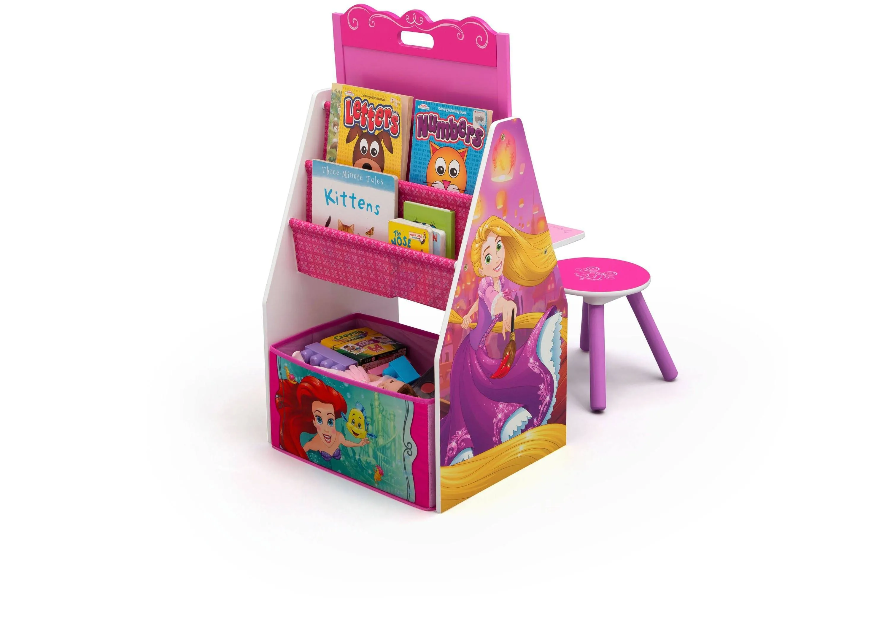 Princess Activity Center - Easel Desk with Stool & Toy Organizer Babykids_Delta Children_Toy Storage & Bookshelves