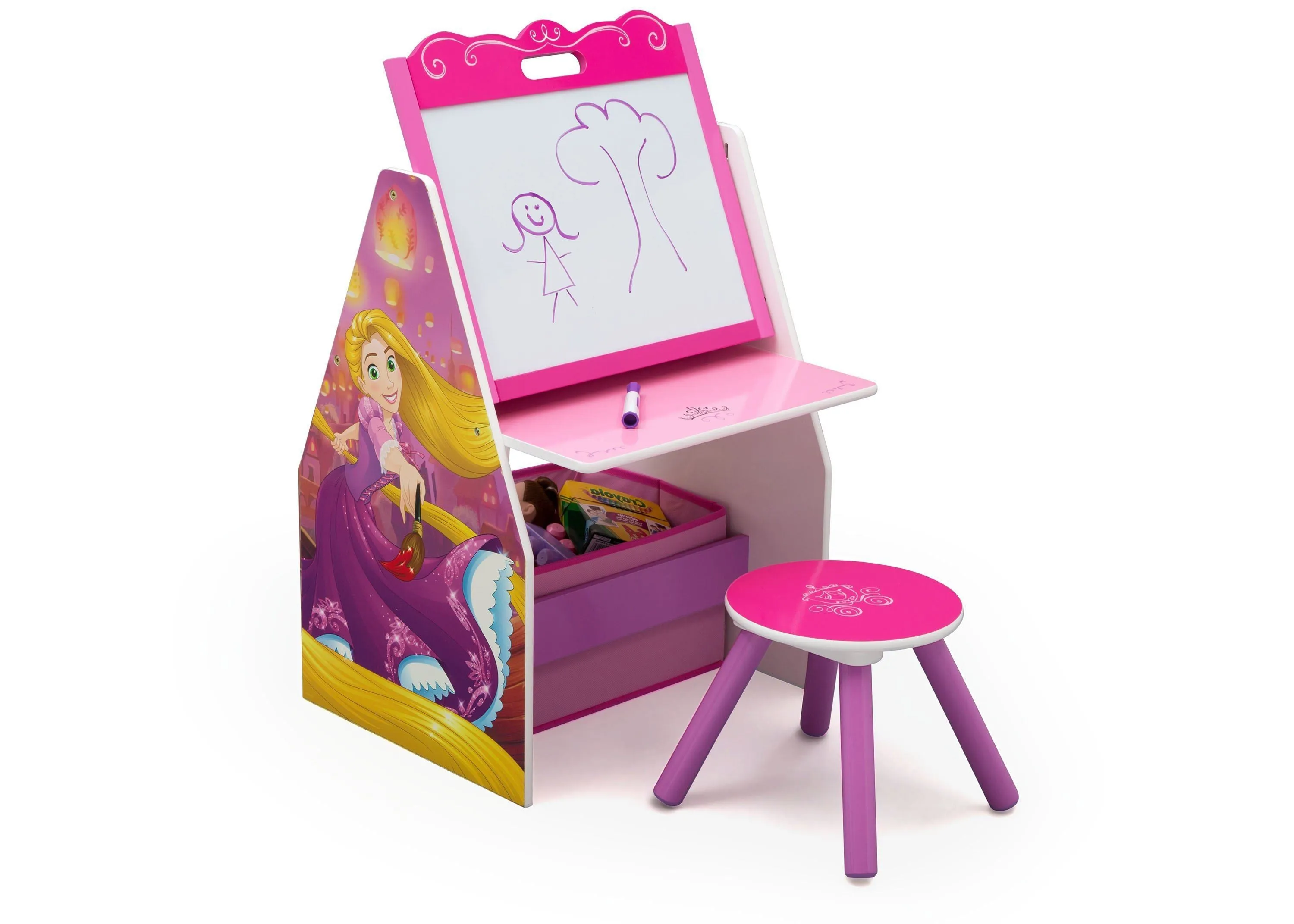 Princess Activity Center - Easel Desk with Stool & Toy Organizer Babykids_Delta Children_Toy Storage & Bookshelves