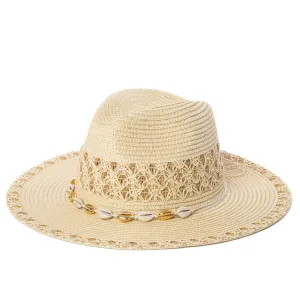 San Diego Hat Company Womens Fedoras Blanca - Ultrabraid Fedora with Seashell Trim