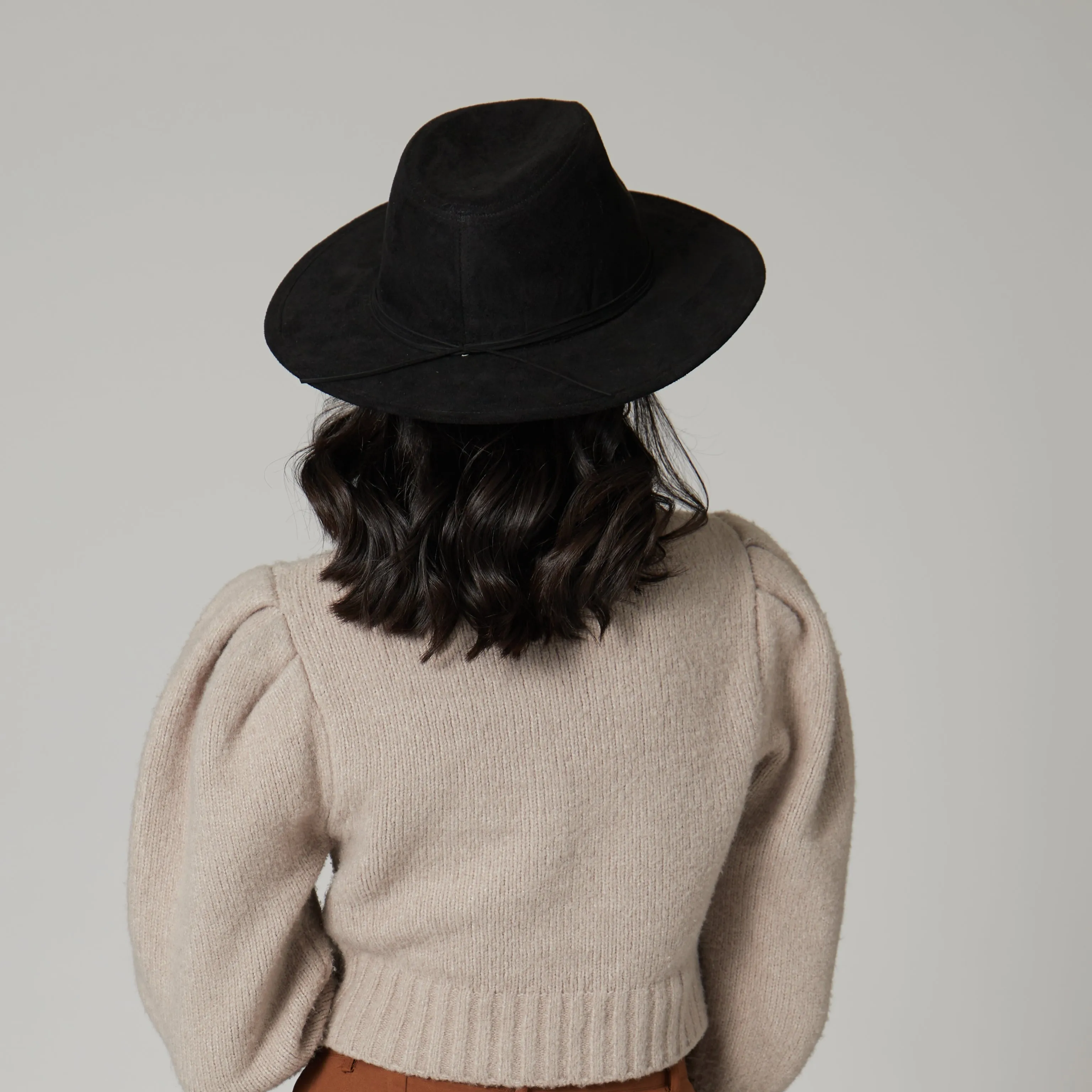 San Diego Hat Company Womens Fedoras Cut & Sew Faux Suede Floppy Fedora Wrapped Back Knot Trim
