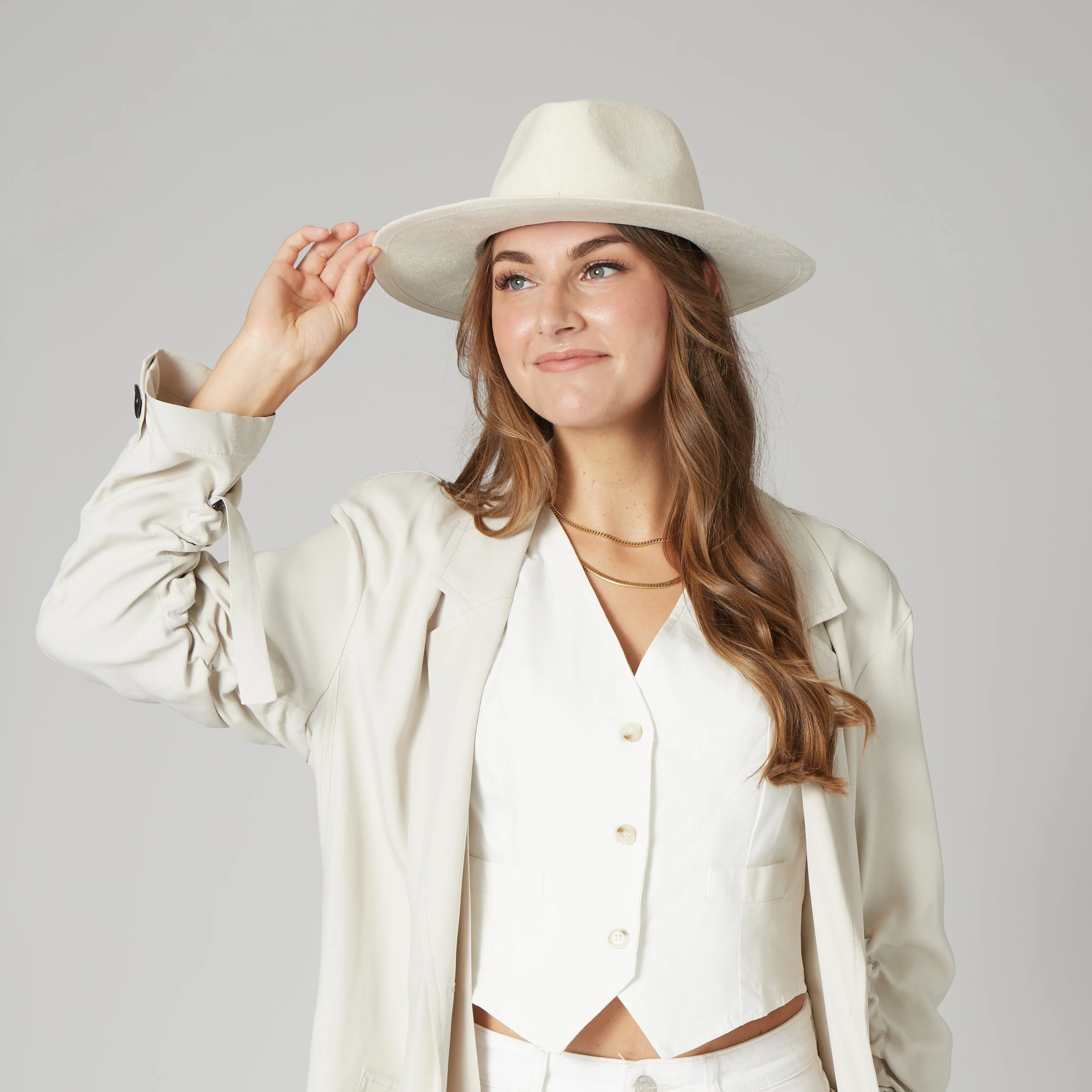 San Diego Hat Company Womens Fedoras Cut & Sew Faux Suede Floppy Fedora Wrapped Back Knot Trim