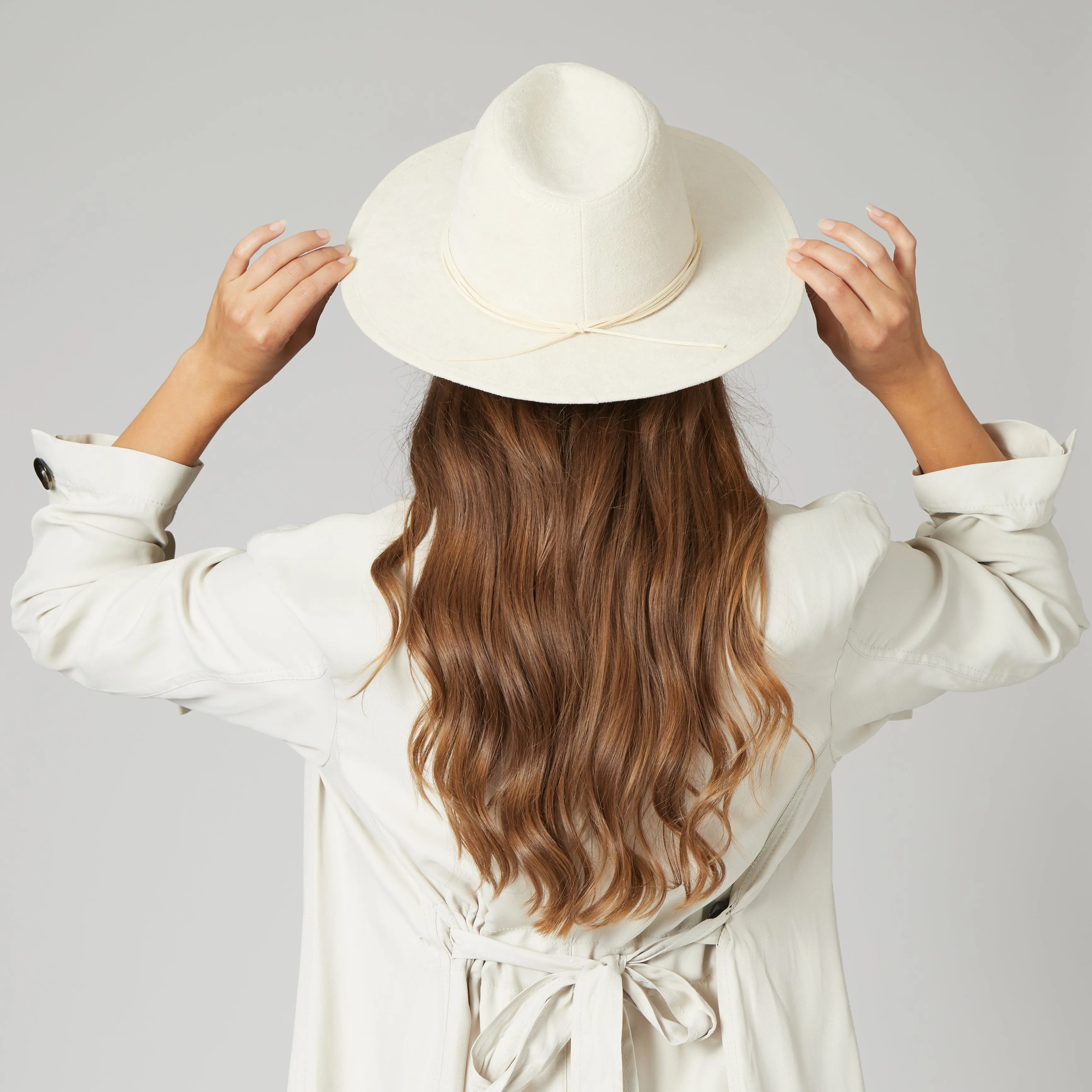 San Diego Hat Company Womens Fedoras Cut & Sew Faux Suede Floppy Fedora Wrapped Back Knot Trim