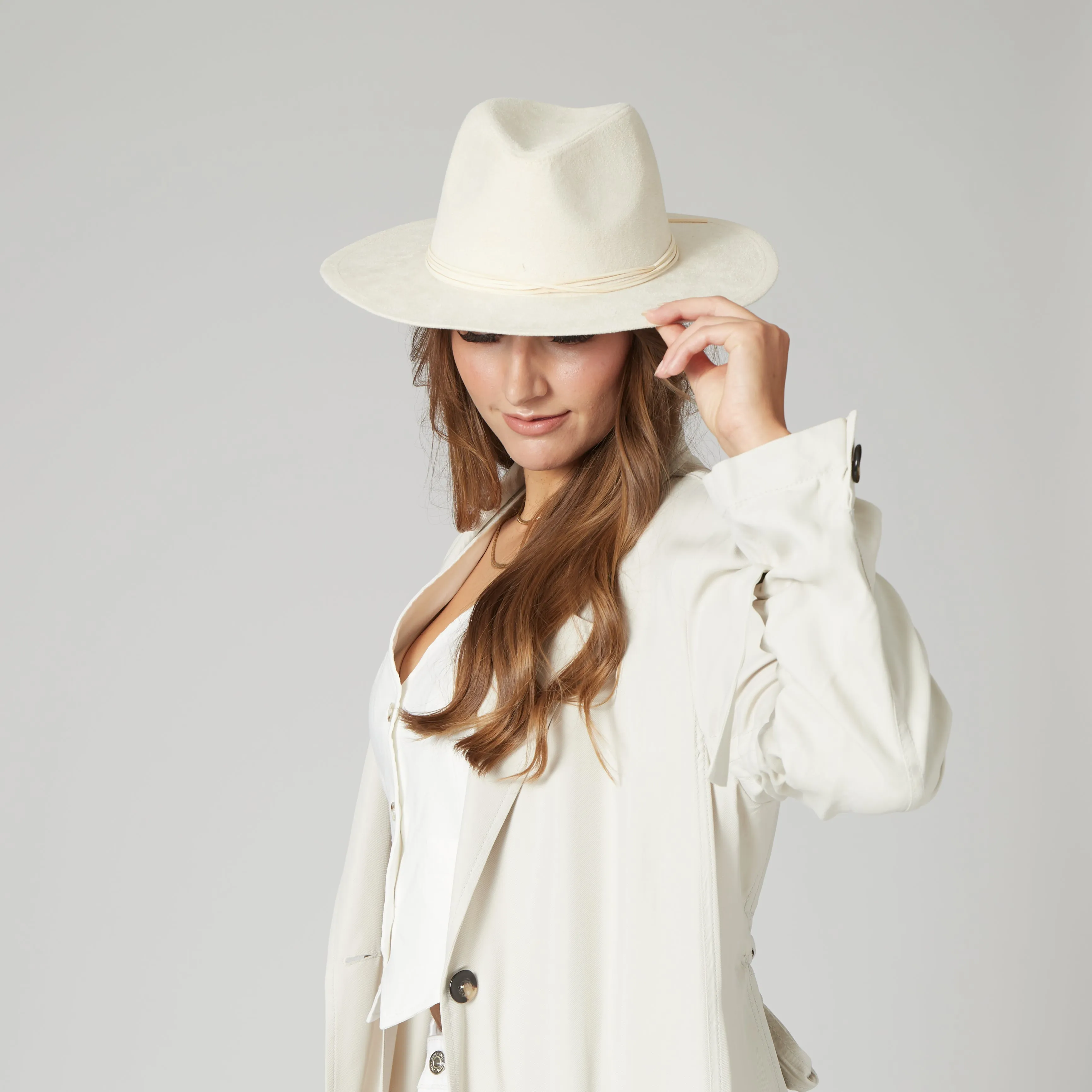 San Diego Hat Company Womens Fedoras Cut & Sew Faux Suede Floppy Fedora Wrapped Back Knot Trim