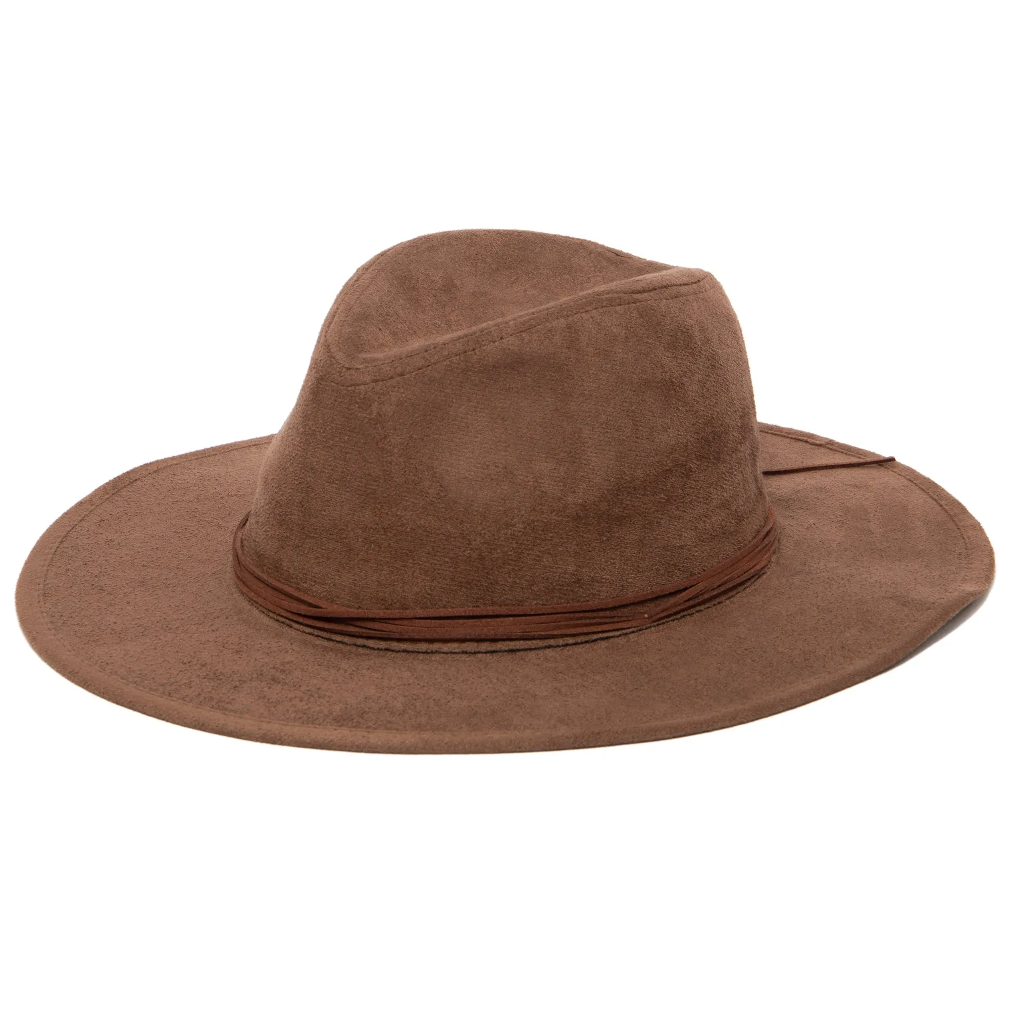 San Diego Hat Company Womens Fedoras Cut & Sew Faux Suede Floppy Fedora Wrapped Back Knot Trim