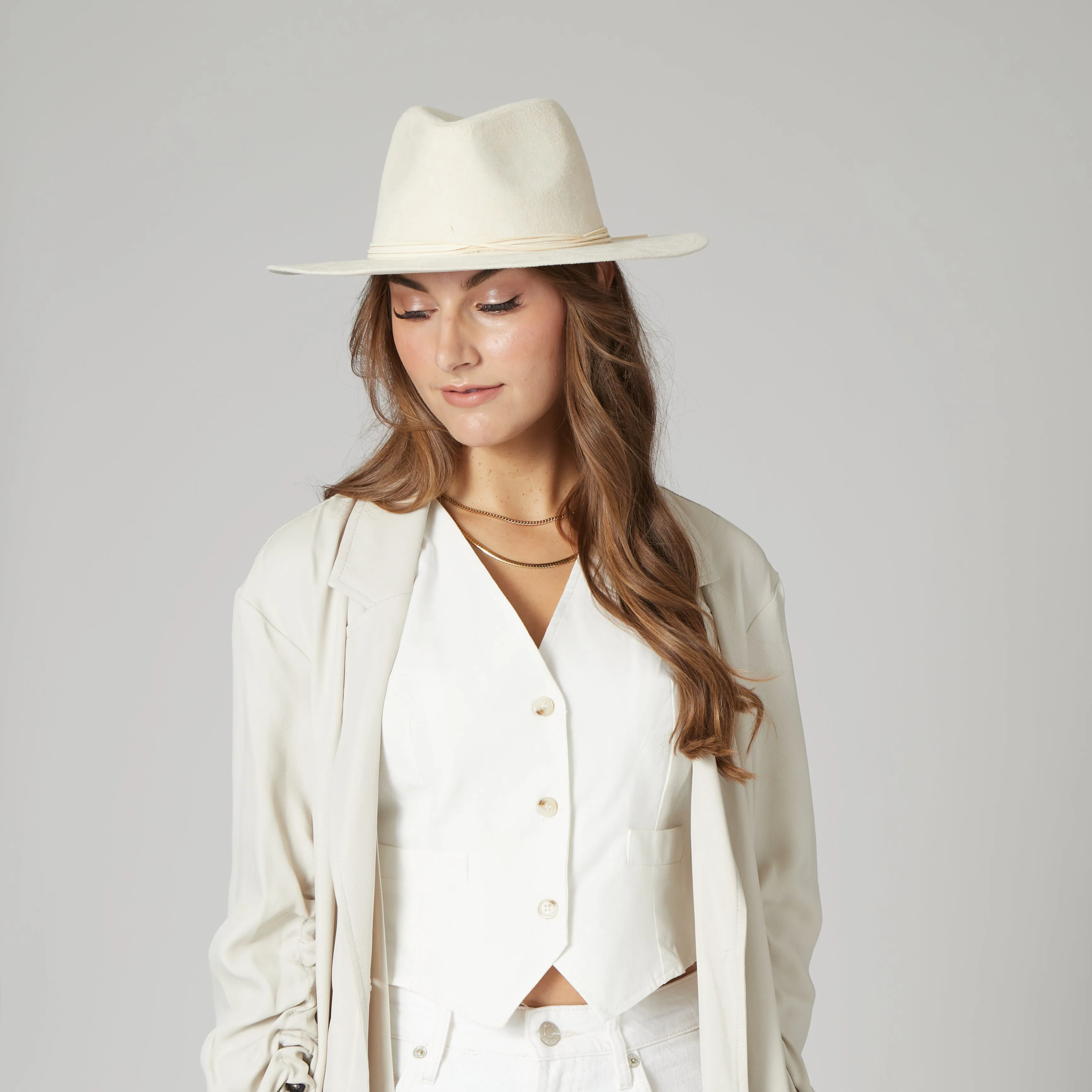 San Diego Hat Company Womens Fedoras Cut & Sew Faux Suede Floppy Fedora Wrapped Back Knot Trim
