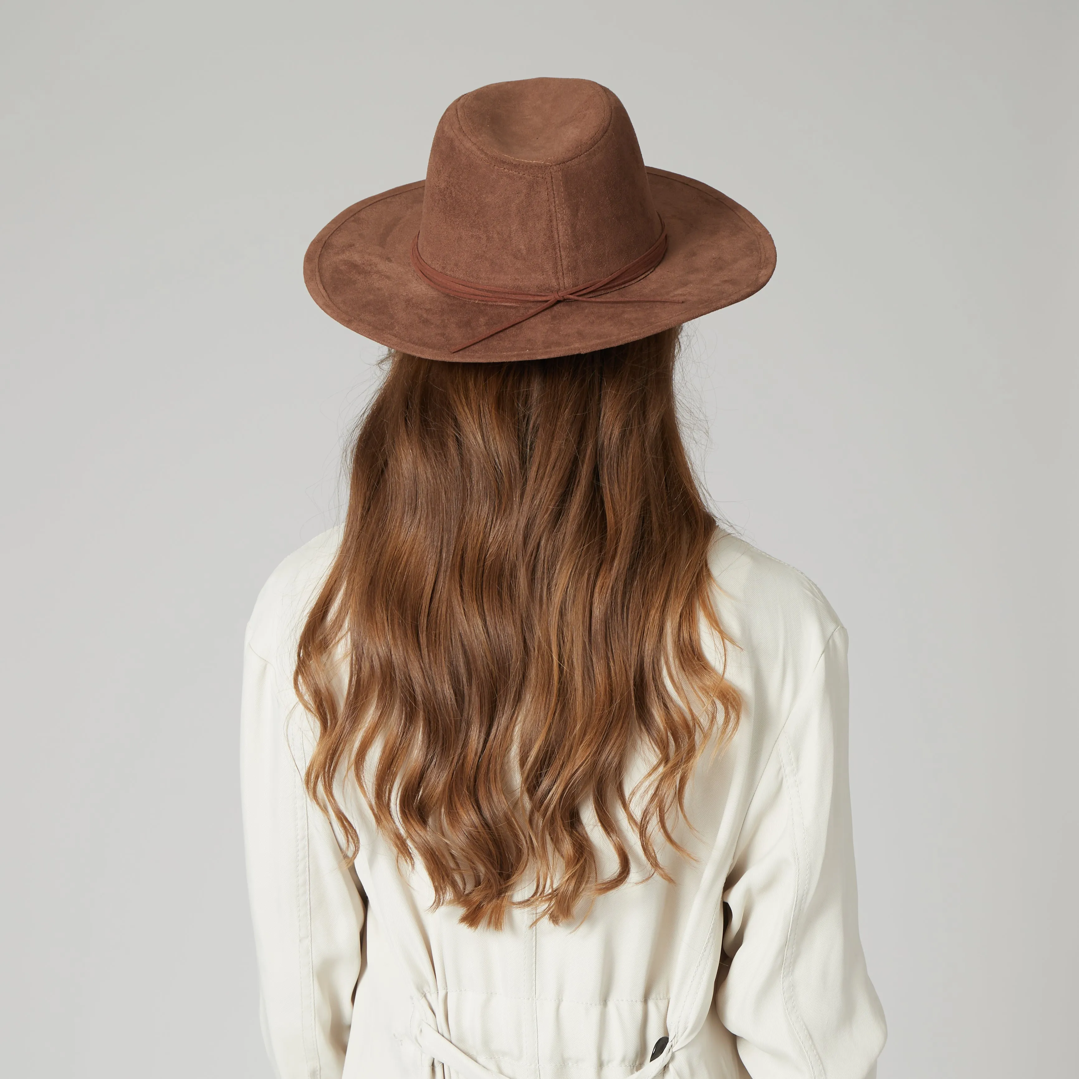 San Diego Hat Company Womens Fedoras Cut & Sew Faux Suede Floppy Fedora Wrapped Back Knot Trim