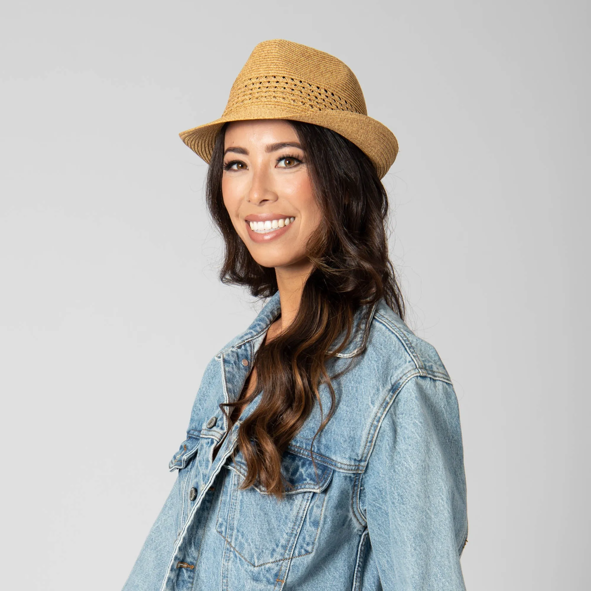 San Diego Hat Company Womens Fedoras Everyday Fedora - Women's Fedora W/ Open Weave Inset