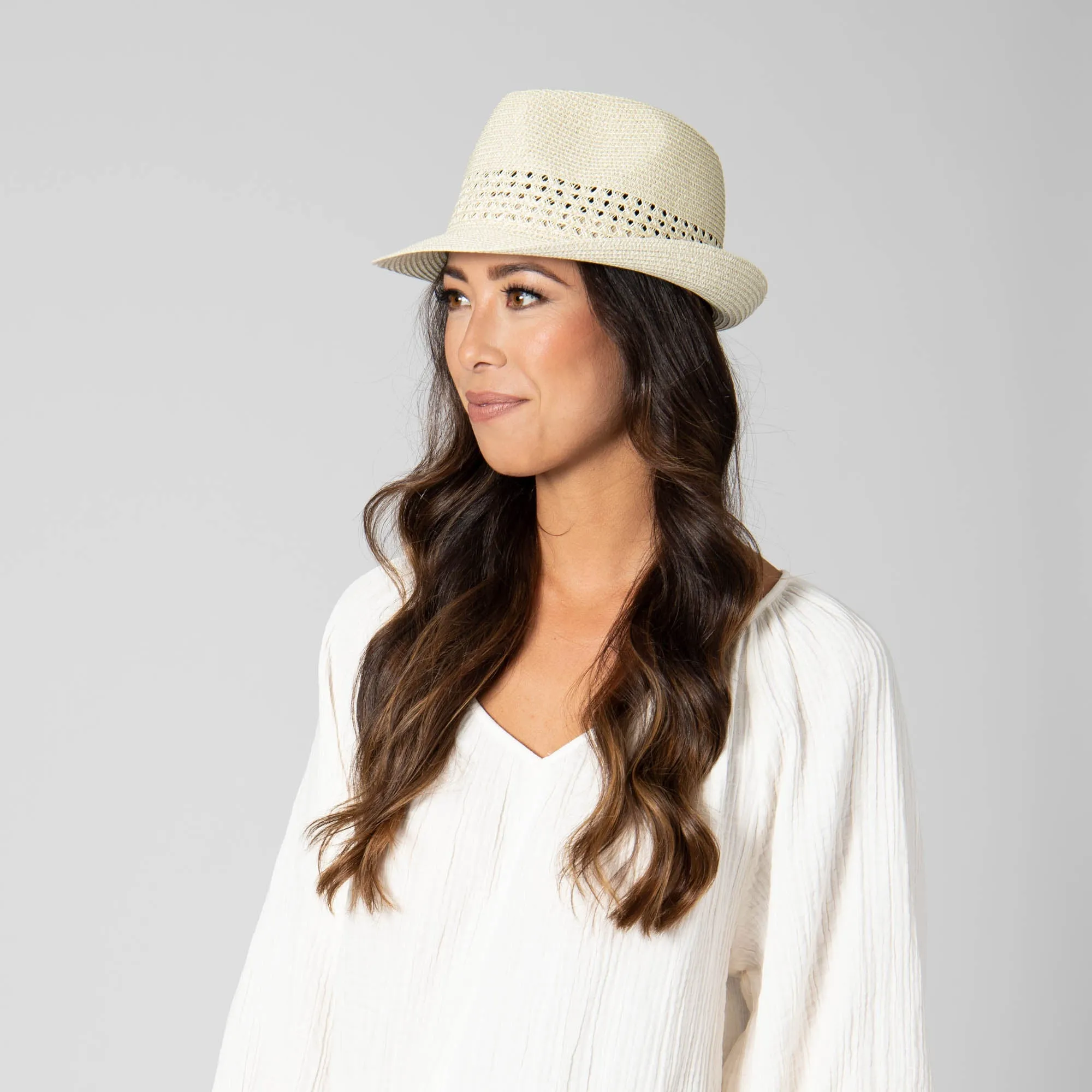 San Diego Hat Company Womens Fedoras Everyday Fedora - Women's Fedora W/ Open Weave Inset
