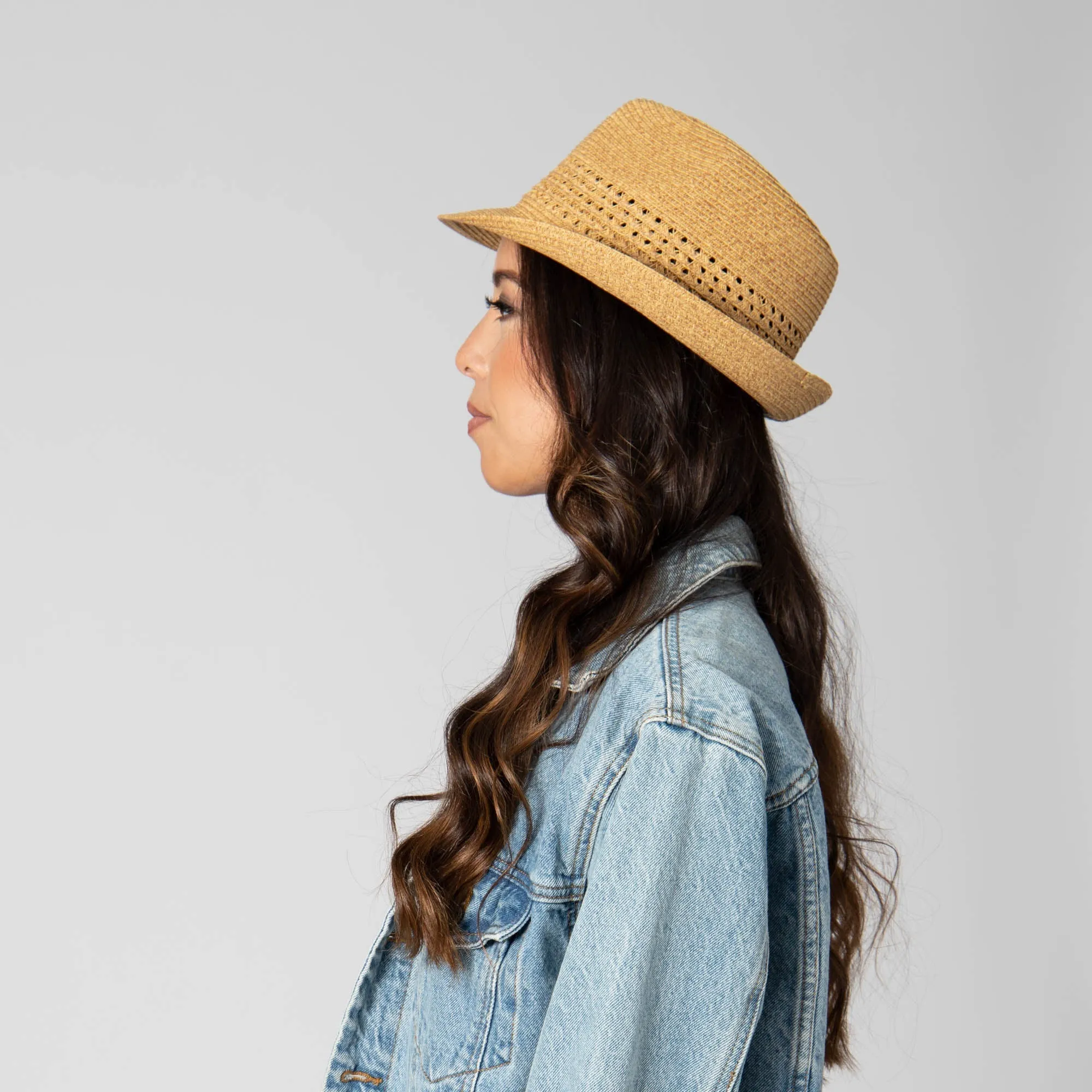 San Diego Hat Company Womens Fedoras Everyday Fedora - Women's Fedora W/ Open Weave Inset