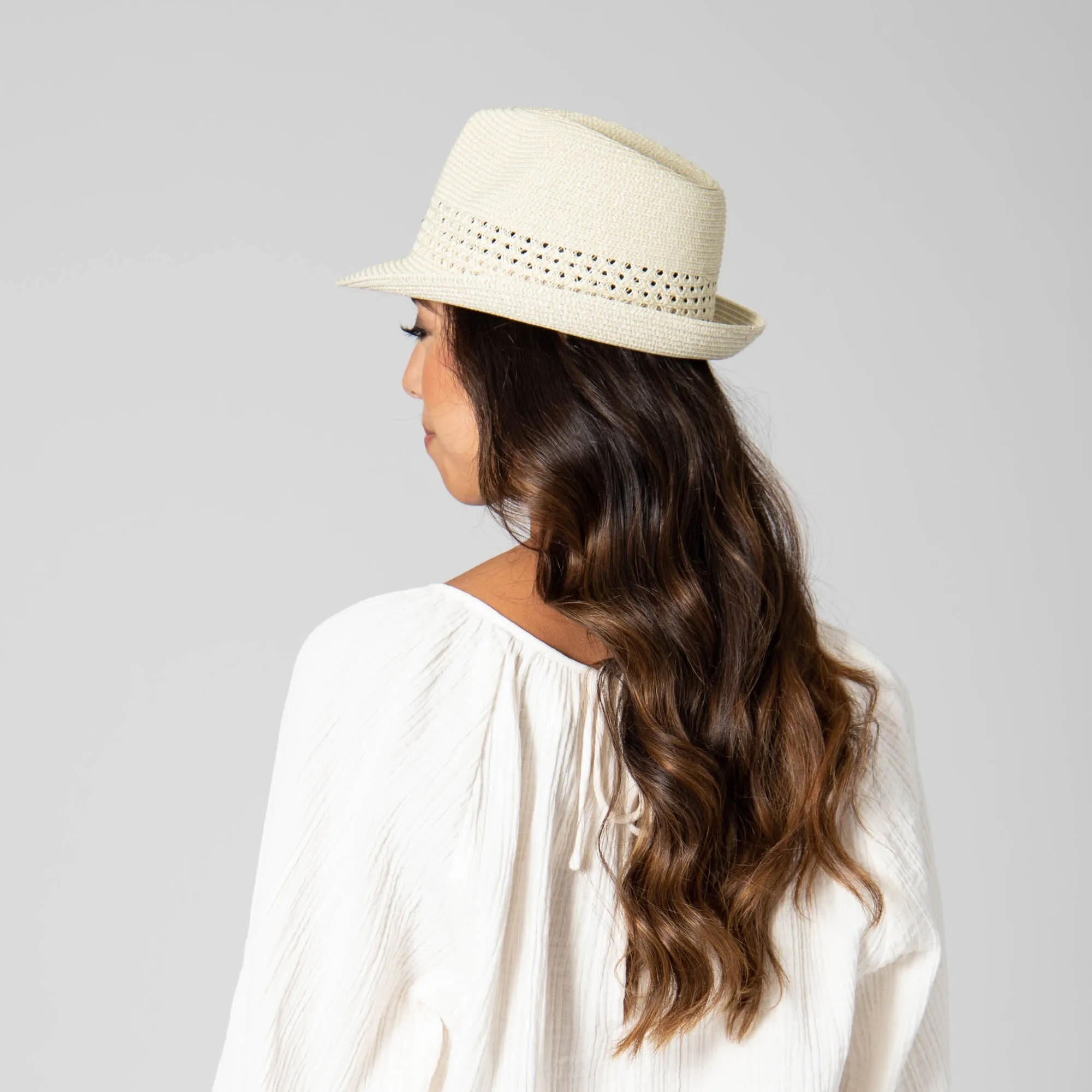 San Diego Hat Company Womens Fedoras Everyday Fedora - Women's Fedora W/ Open Weave Inset