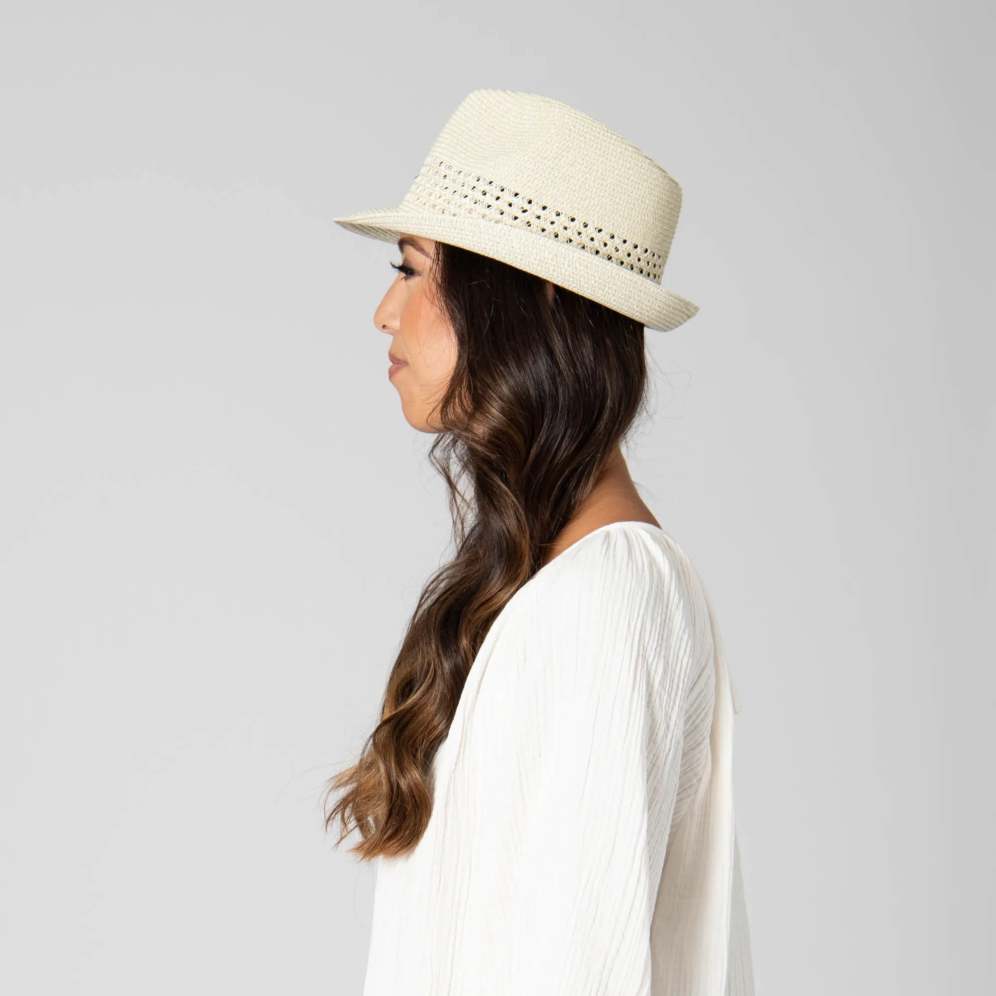 San Diego Hat Company Womens Fedoras Everyday Fedora - Women's Fedora W/ Open Weave Inset
