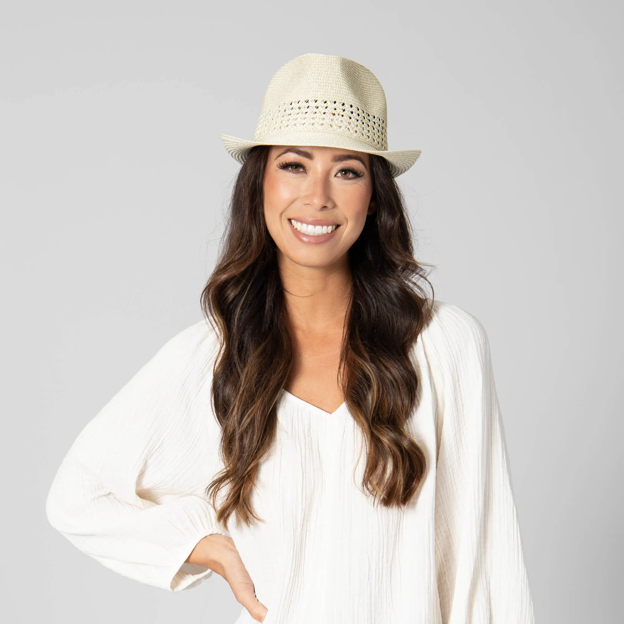San Diego Hat Company Womens Fedoras Everyday Fedora - Women's Fedora W/ Open Weave Inset