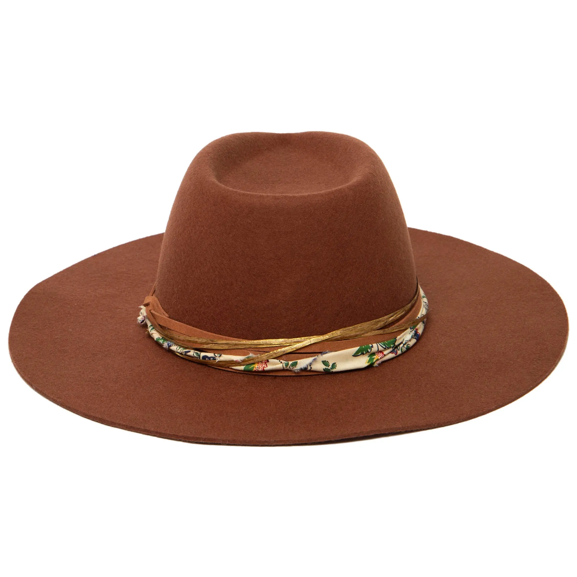 San Diego Hat Company Womens Fedoras Farrah - Stiff Brim Fedora with Patterned Fabric Band