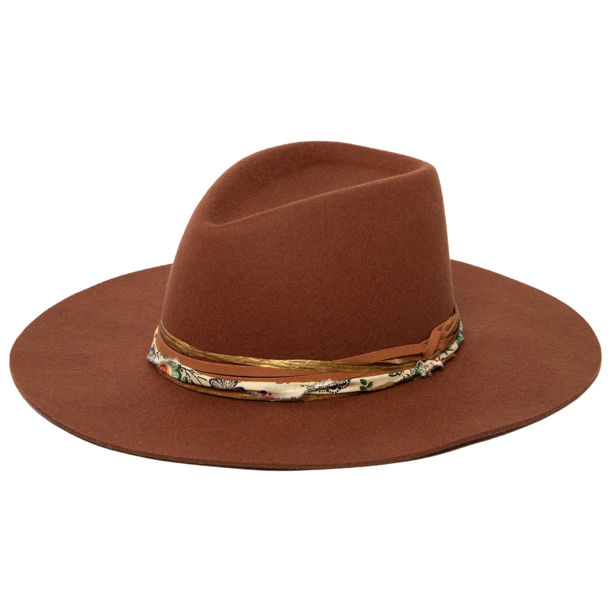 San Diego Hat Company Womens Fedoras Farrah - Stiff Brim Fedora with Patterned Fabric Band