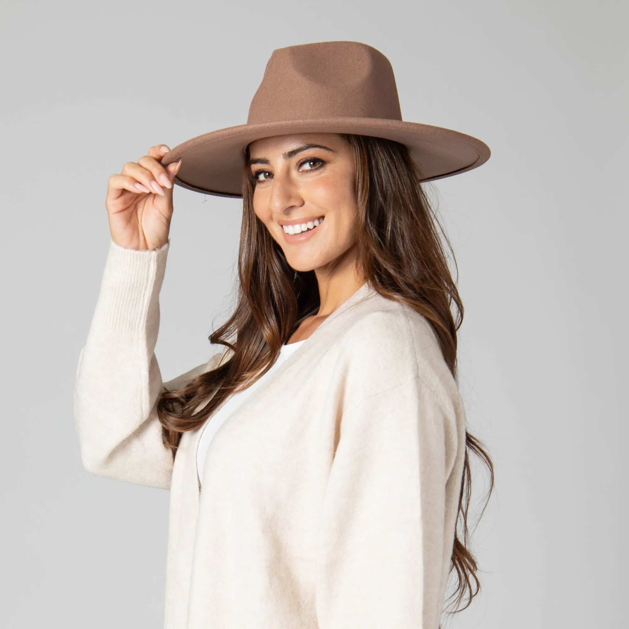 San Diego Hat Company Womens Fedoras Faux Felt Fedora with Half Braided Faux Leather Band