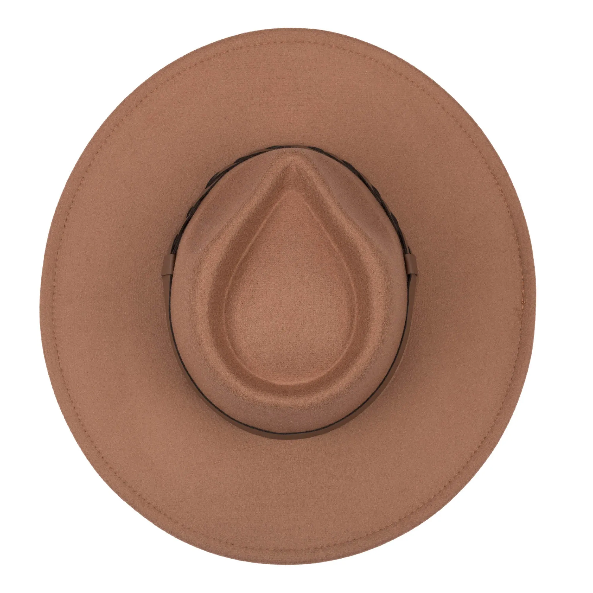 San Diego Hat Company Womens Fedoras Faux Felt Fedora with Half Braided Faux Leather Band