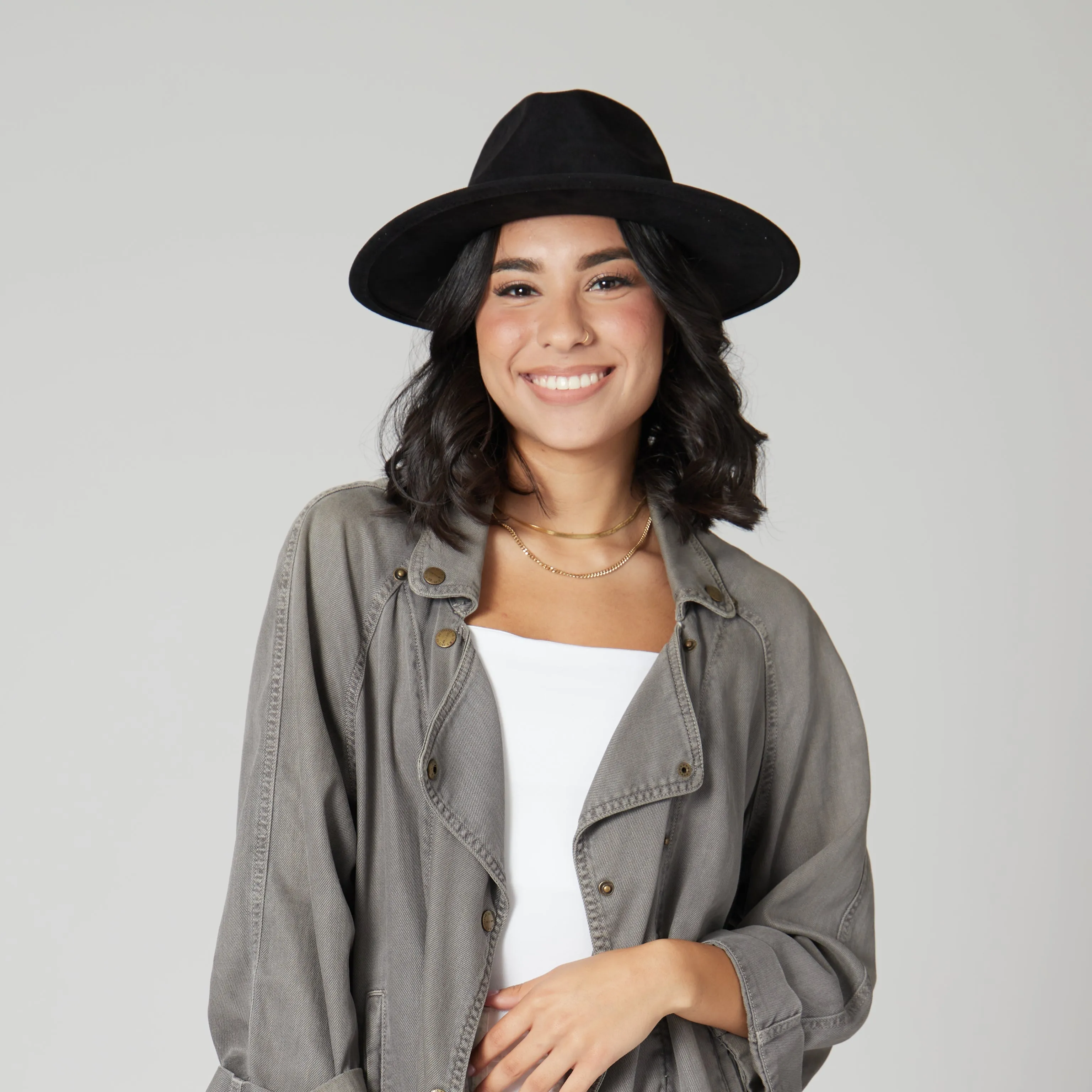 San Diego Hat Company Womens Fedoras Faux Suede Fedora With Tassel Back Bow