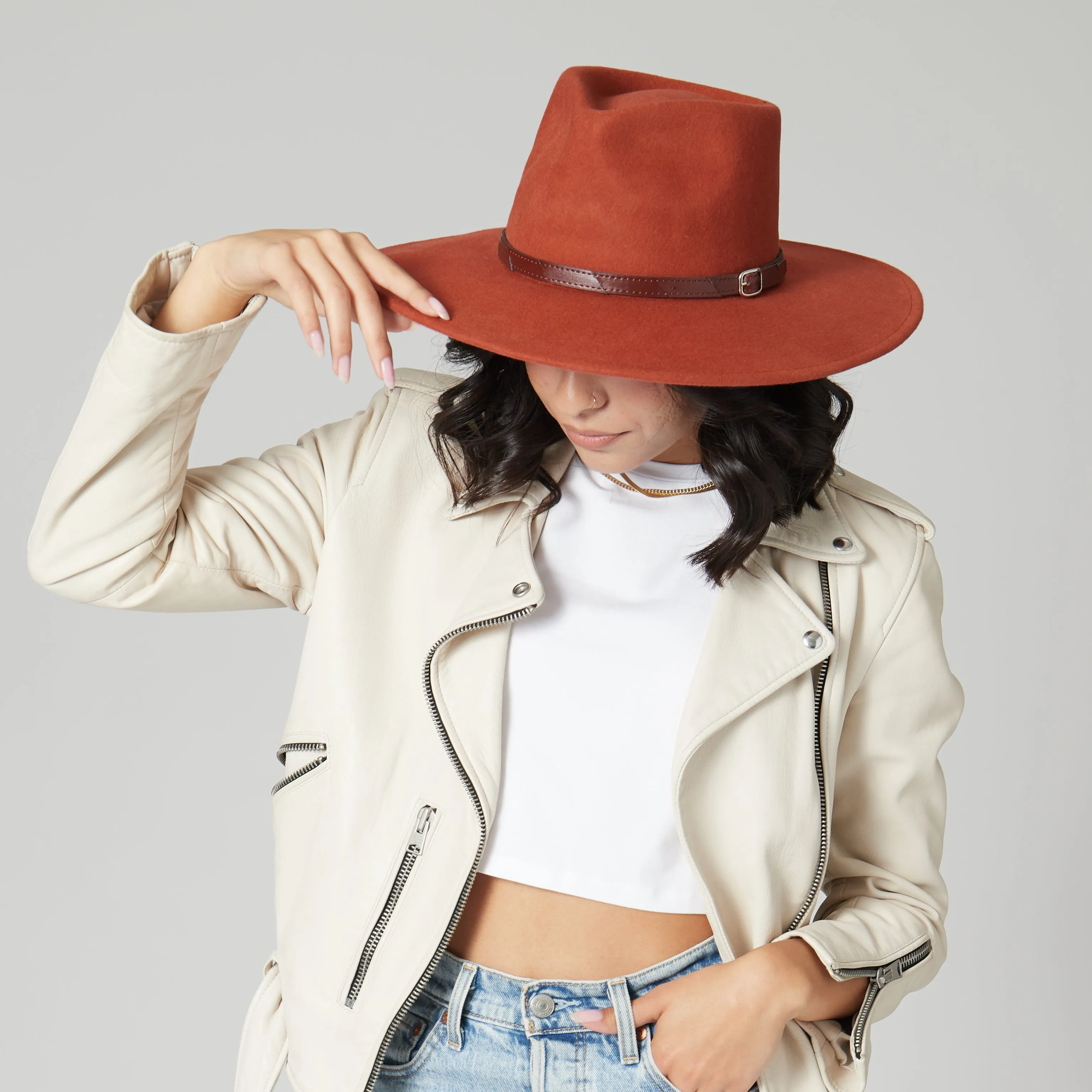 San Diego Hat Company Womens Fedoras Flameworthy - Women's Felt Fedora W/ Belted Sliced Band