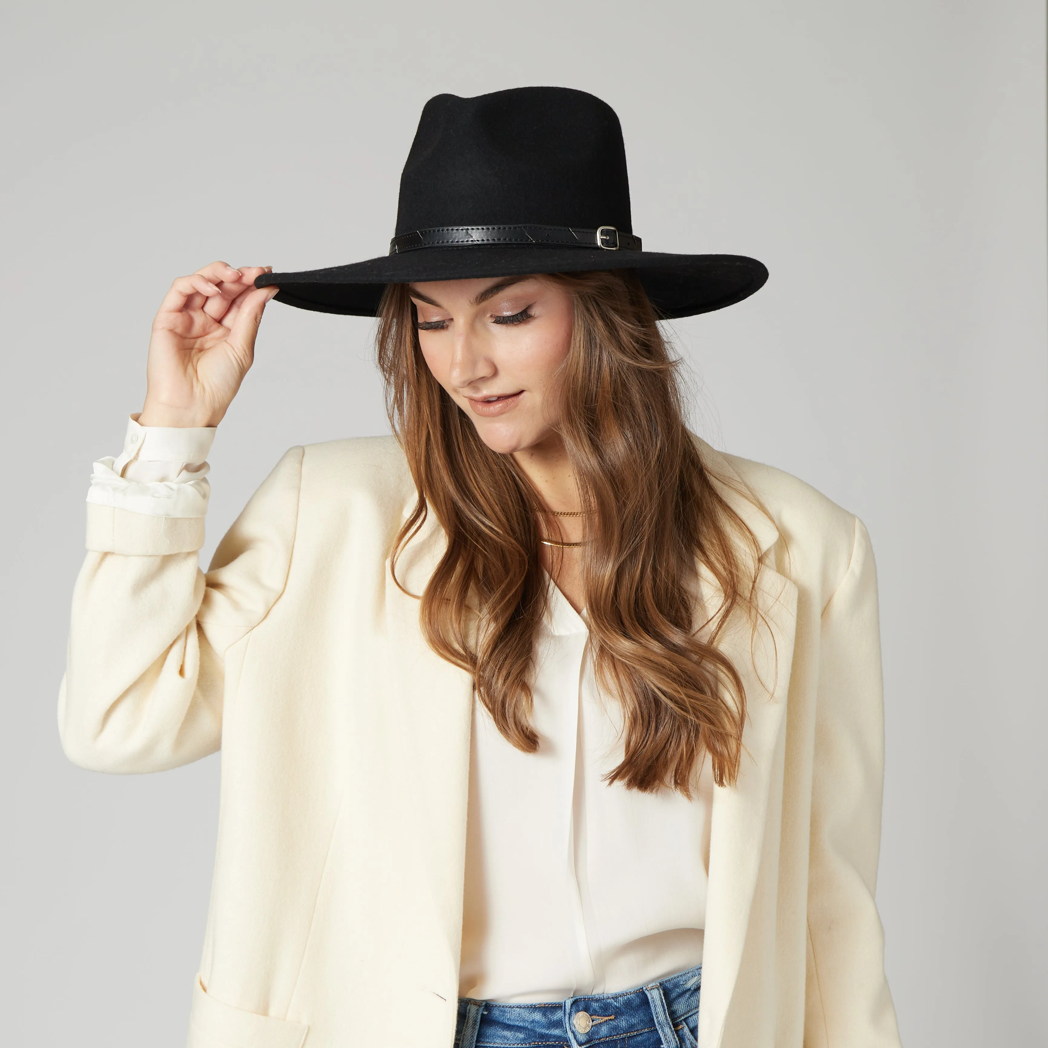 San Diego Hat Company Womens Fedoras Flameworthy - Women's Felt Fedora W/ Belted Sliced Band