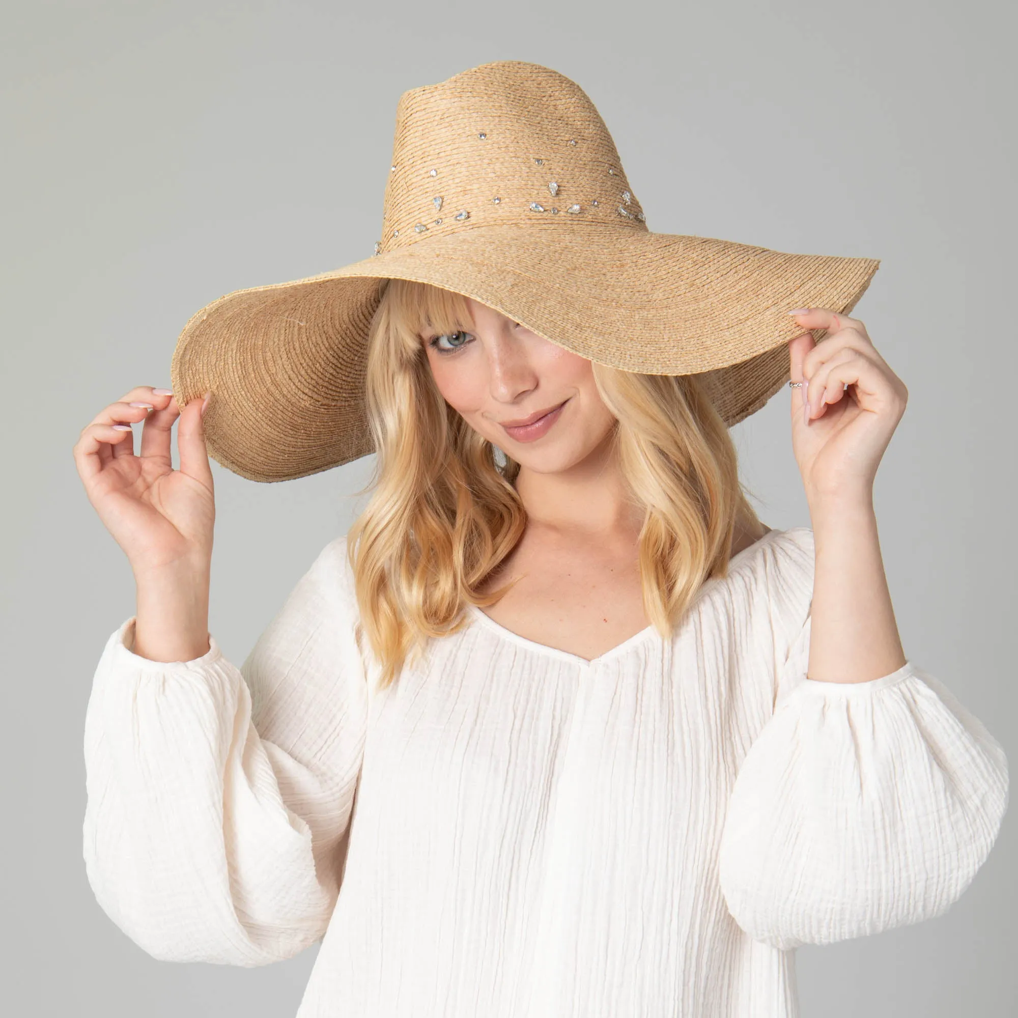 San Diego Hat Company Womens Fedoras Glitz Wide Brim Fedora Sun Hat