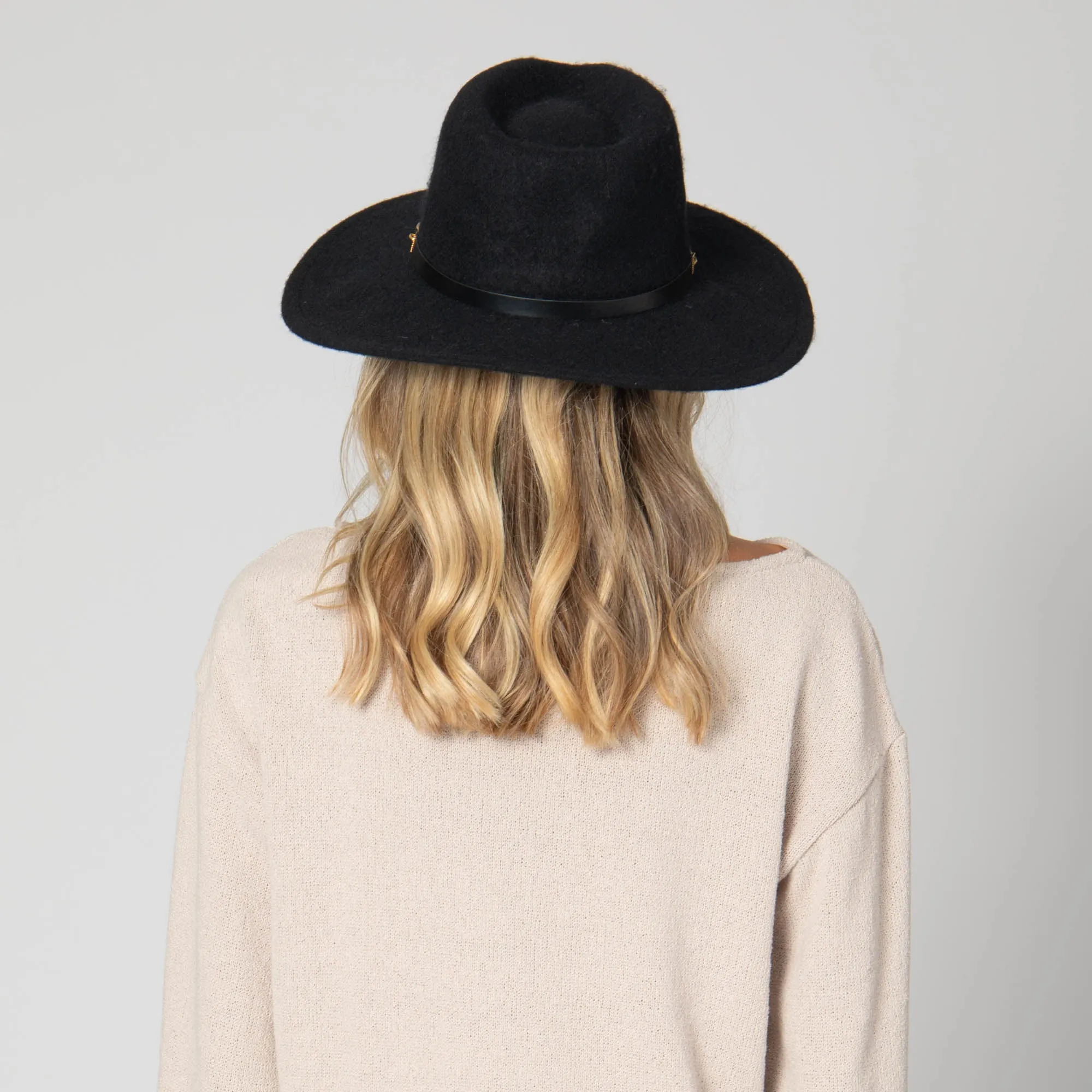 San Diego Hat Company Womens Fedoras Jolene - Wool Blend Fedora with Gold Chain Trim