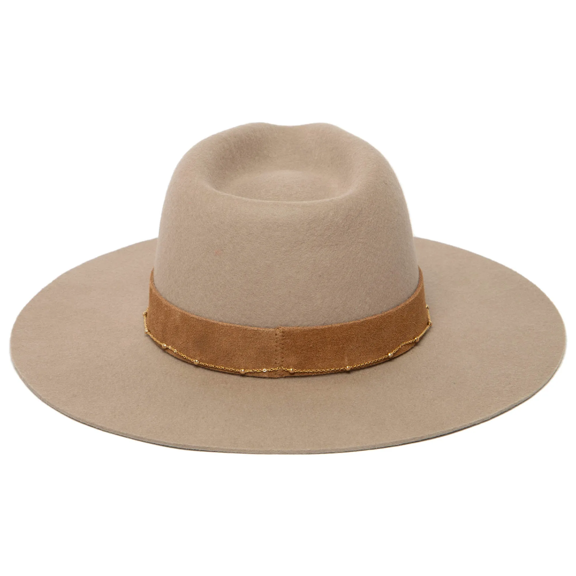 San Diego Hat Company Womens Fedoras Loretta - Stiff Brim Fedora with Suede Band and Gold Chain