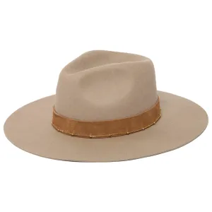 San Diego Hat Company Womens Fedoras Loretta - Stiff Brim Fedora with Suede Band and Gold Chain