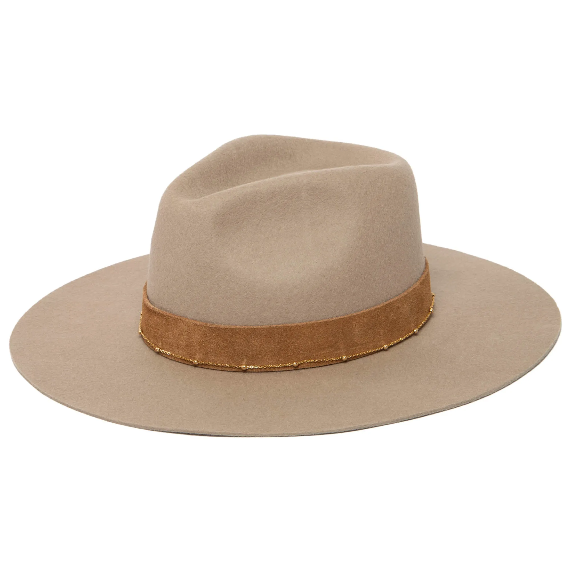 San Diego Hat Company Womens Fedoras Loretta - Stiff Brim Fedora with Suede Band and Gold Chain