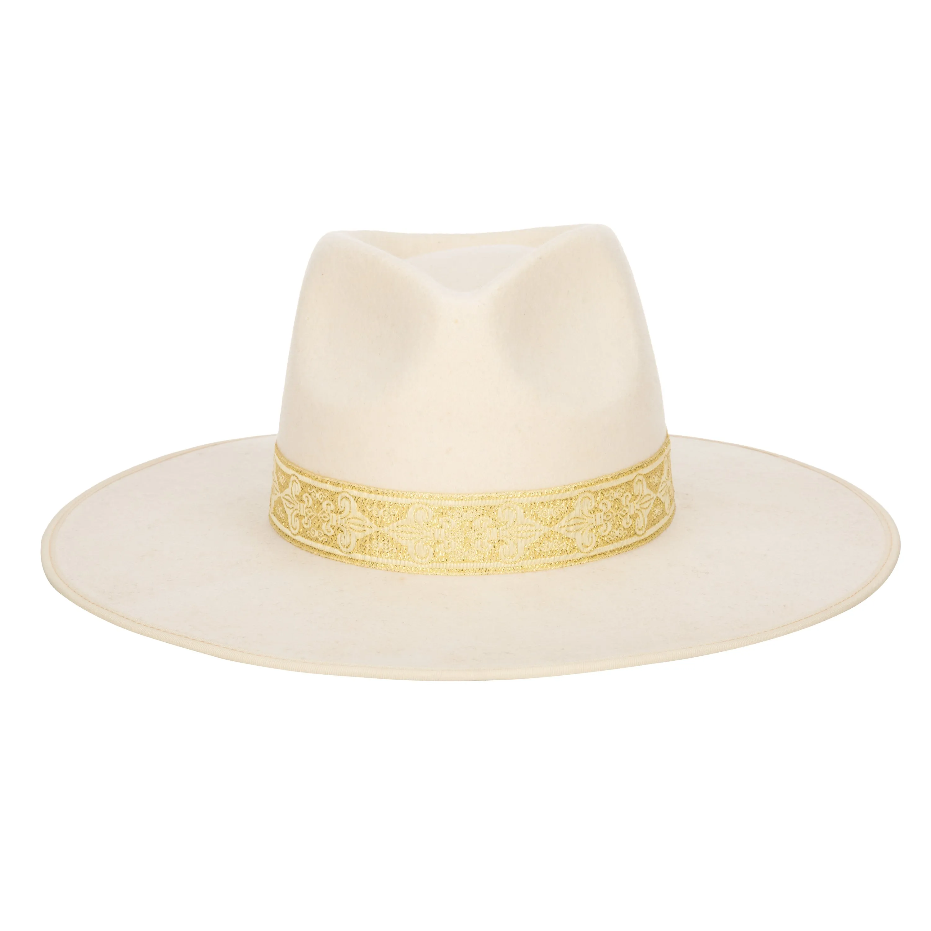 San Diego Hat Company Womens Fedoras Love At First Sight- Women's Wool Felt Fedora Gold Jacquard Band