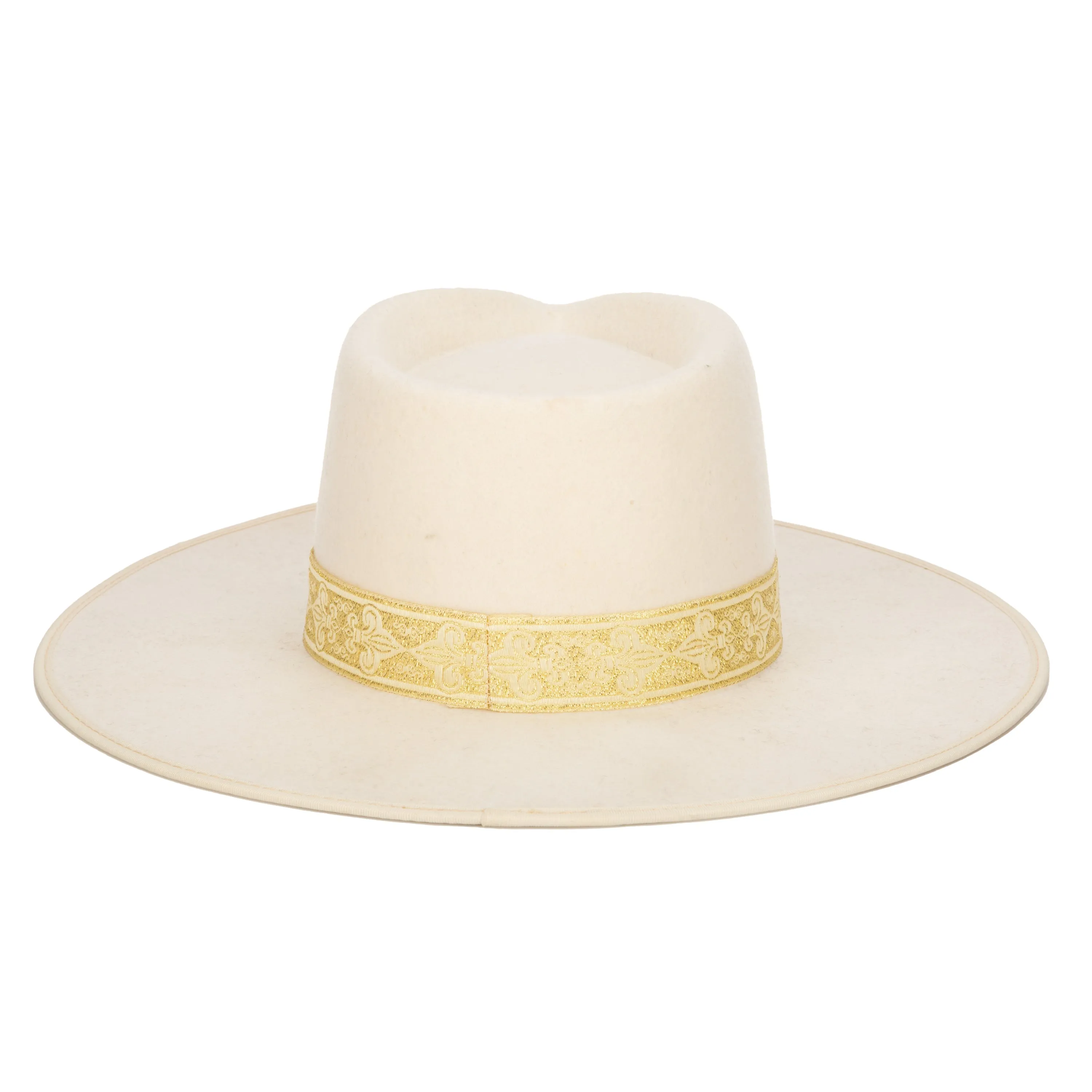 San Diego Hat Company Womens Fedoras Love At First Sight- Women's Wool Felt Fedora Gold Jacquard Band