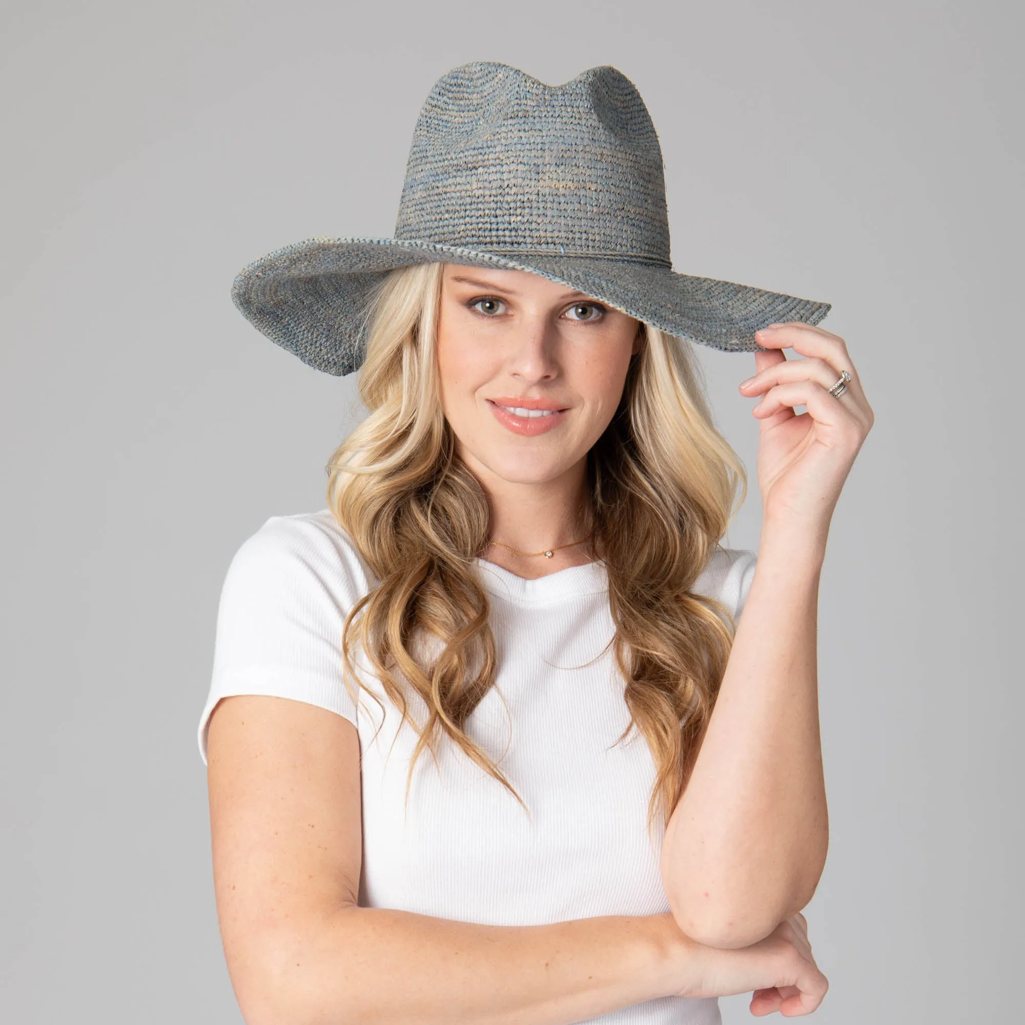 San Diego Hat Company Womens Fedoras Marina Women's Crochet Raffia Fedora