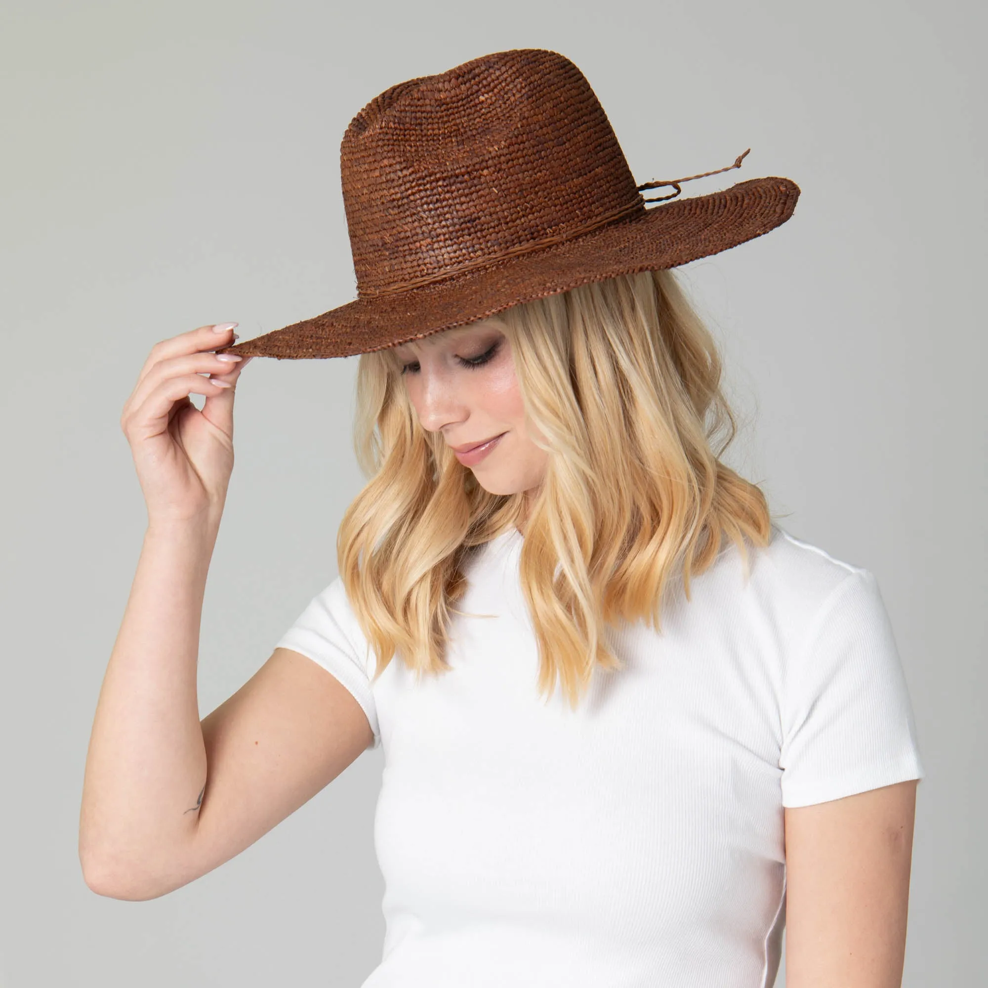 San Diego Hat Company Womens Fedoras Marina Women's Crochet Raffia Fedora