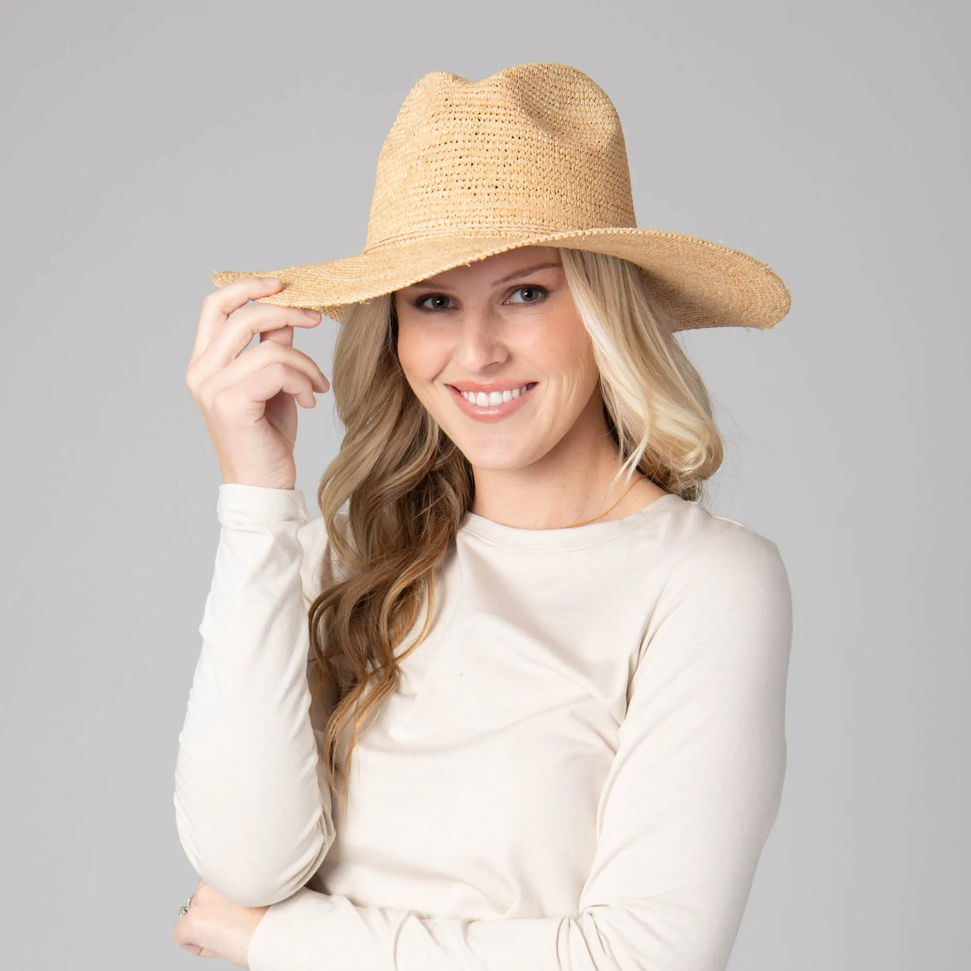 San Diego Hat Company Womens Fedoras Marina Women's Crochet Raffia Fedora