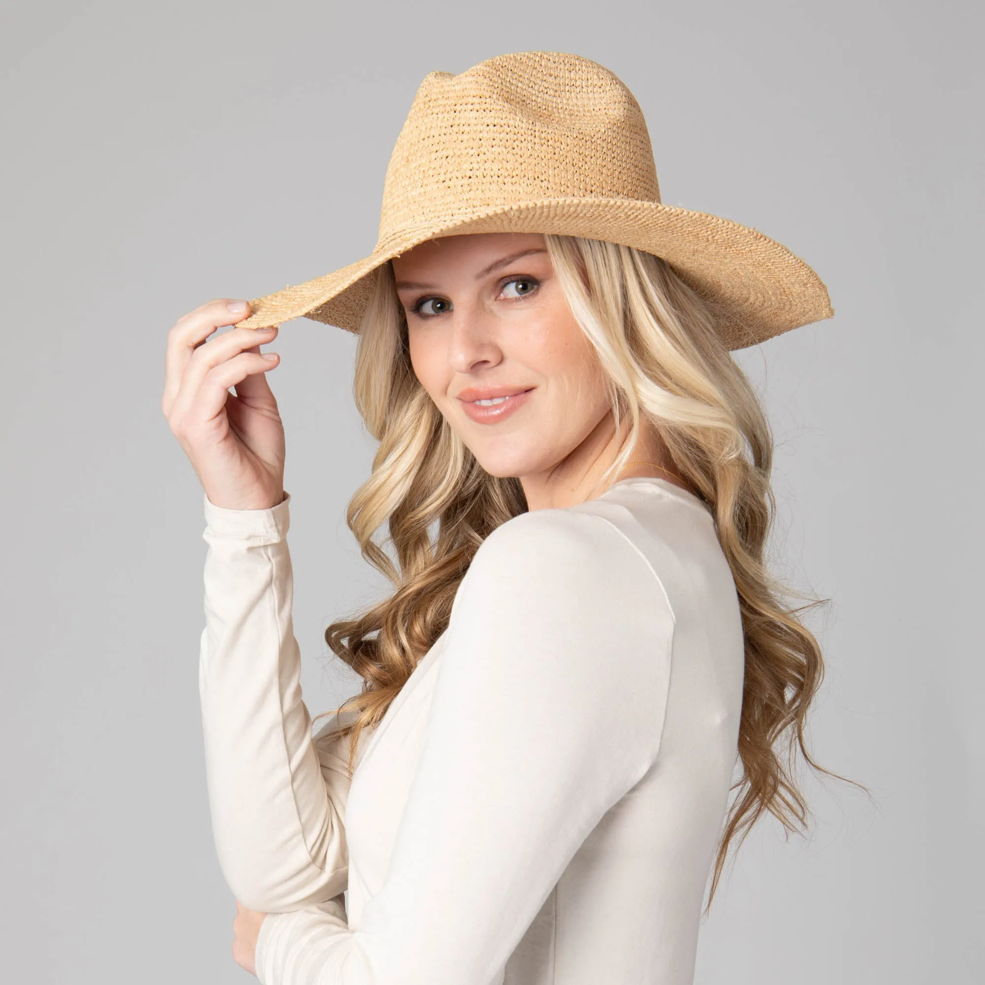 San Diego Hat Company Womens Fedoras Marina Women's Crochet Raffia Fedora