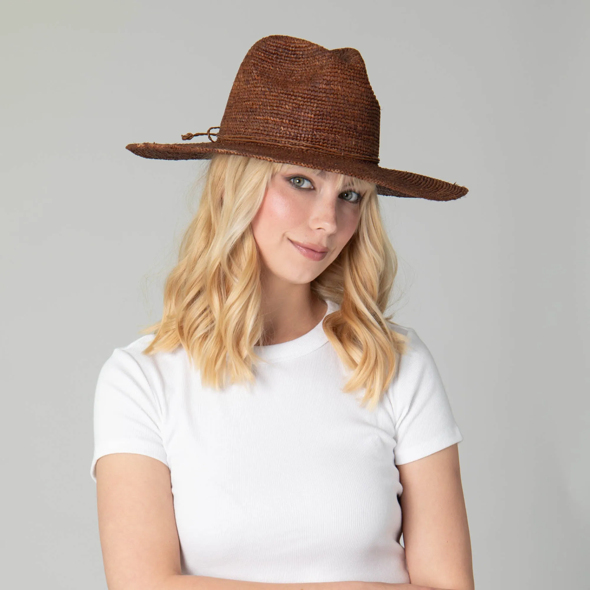 San Diego Hat Company Womens Fedoras Marina Women's Crochet Raffia Fedora